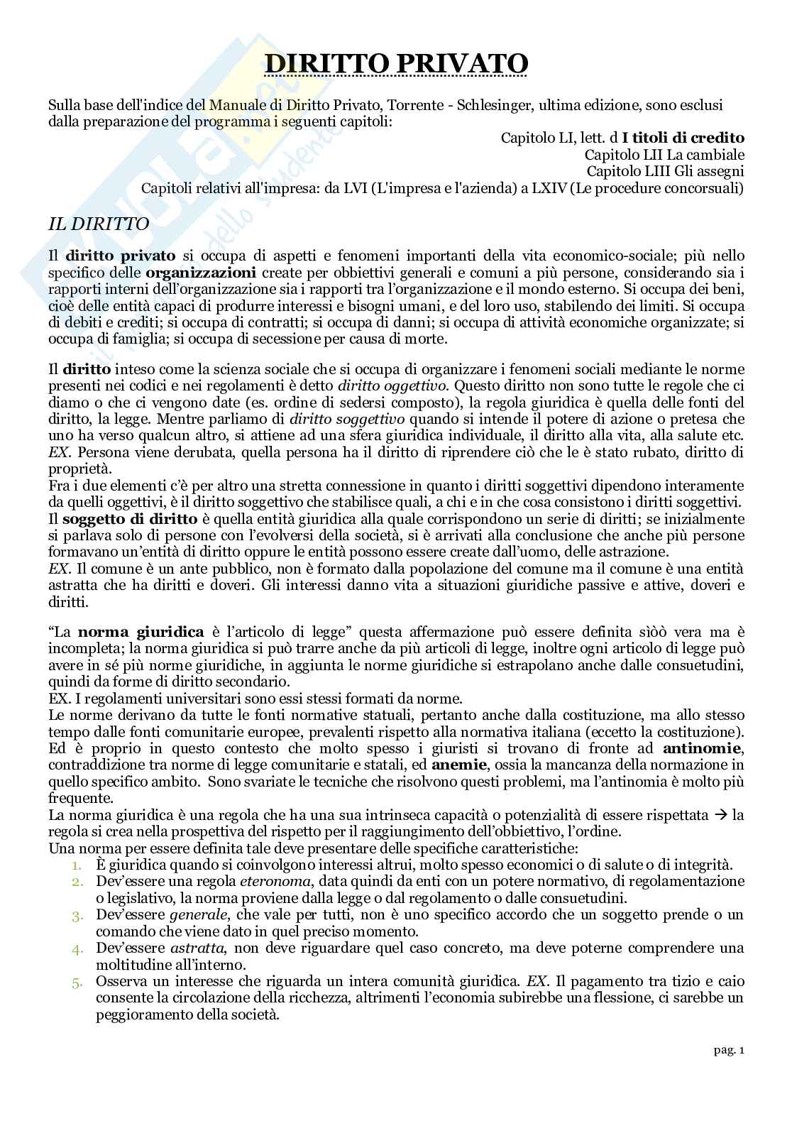 Appunti esame Diritto privato  Pag. 1