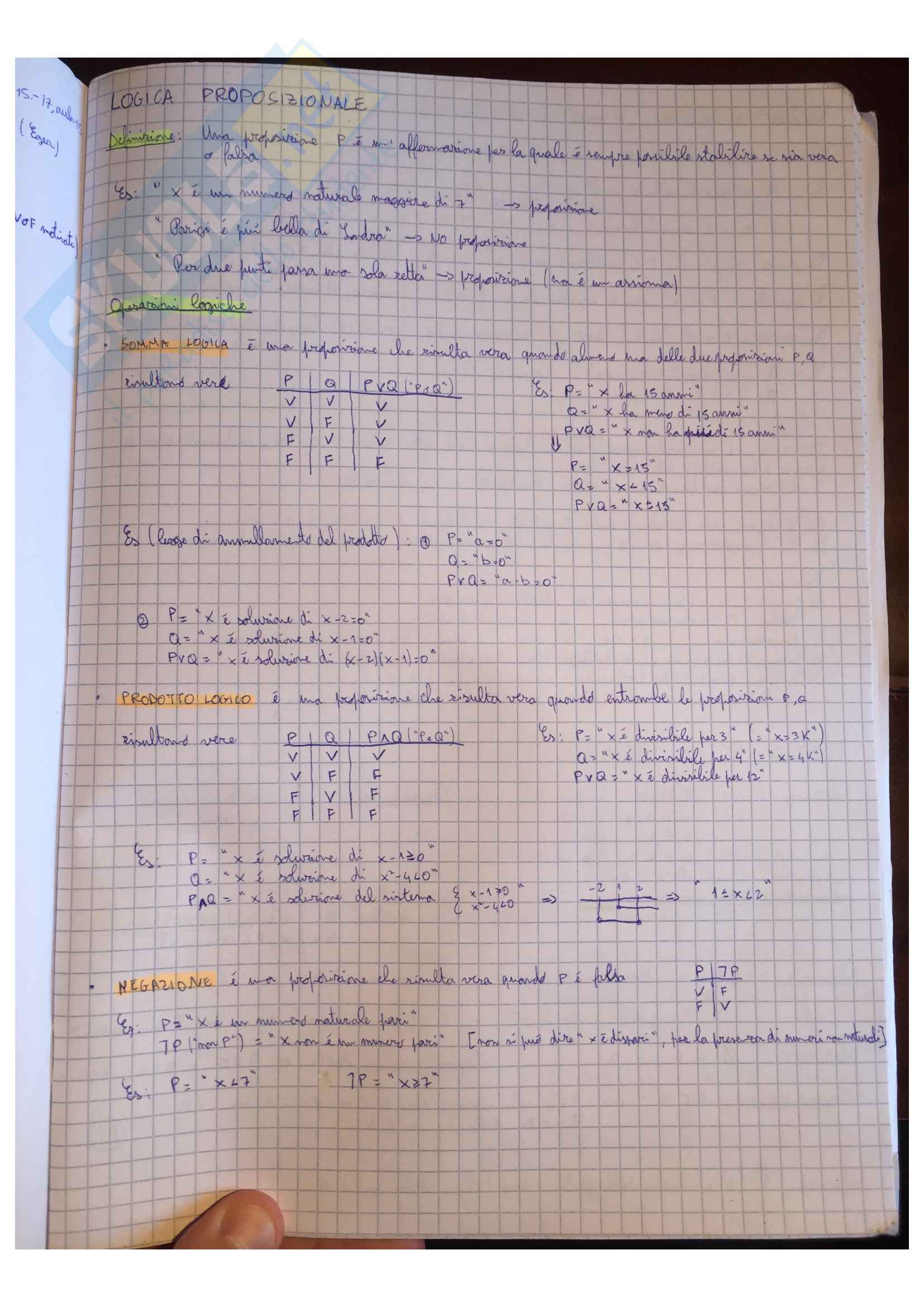 Appunti Matematica generale, docente Valentina Guizzi Pag. 1