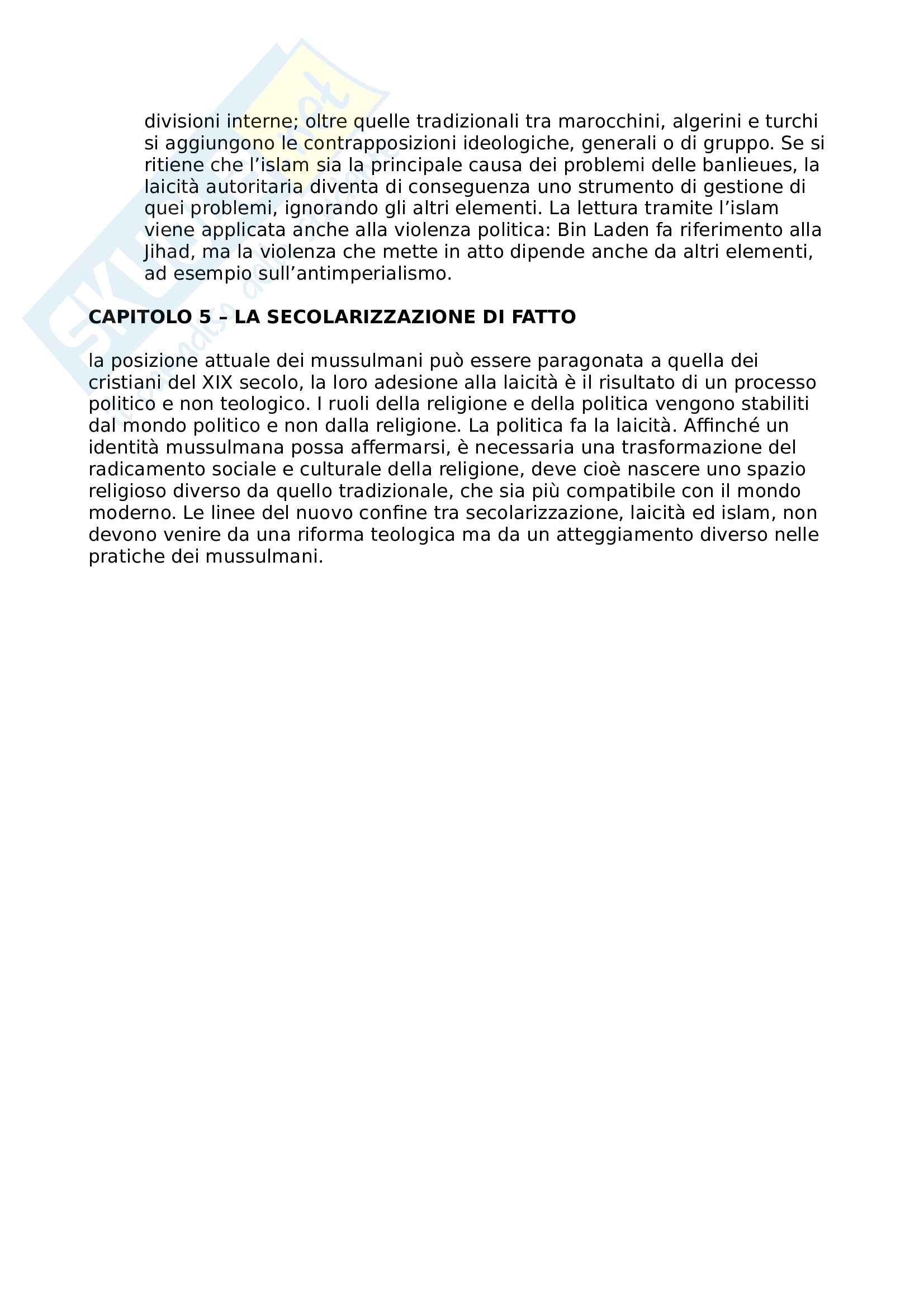 Riassunto esame Sociologia della politica, prof Gritti, libro consigliato Islam alla sfida della laicità Pag. 6