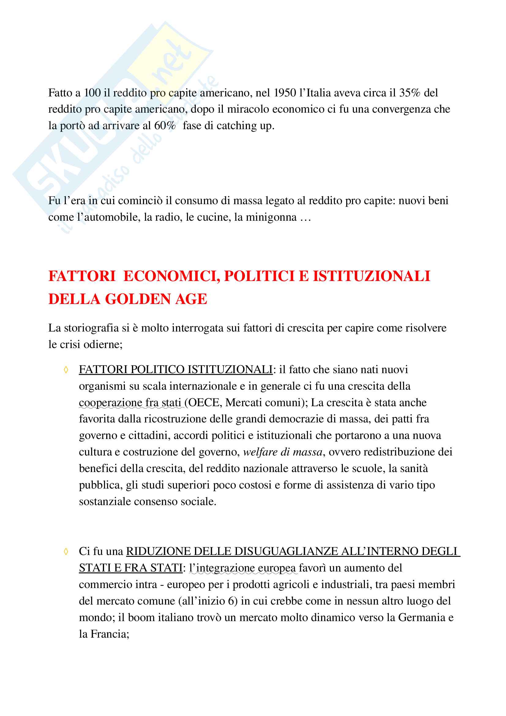 La decolonizzazione, la golden age e l'Italia del centrismo Pag. 11