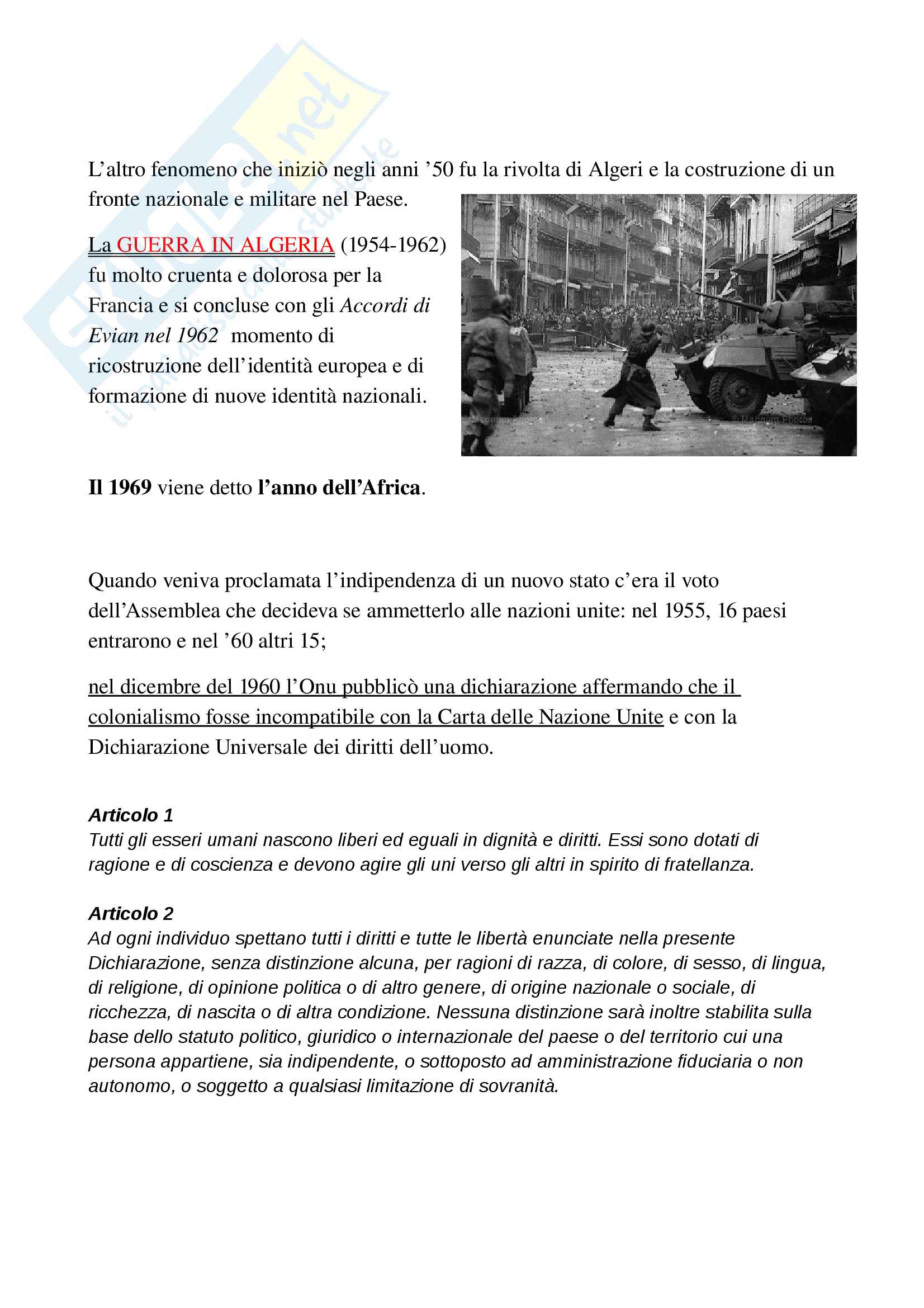 La decolonizzazione, la golden age e l'Italia del centrismo Pag. 6