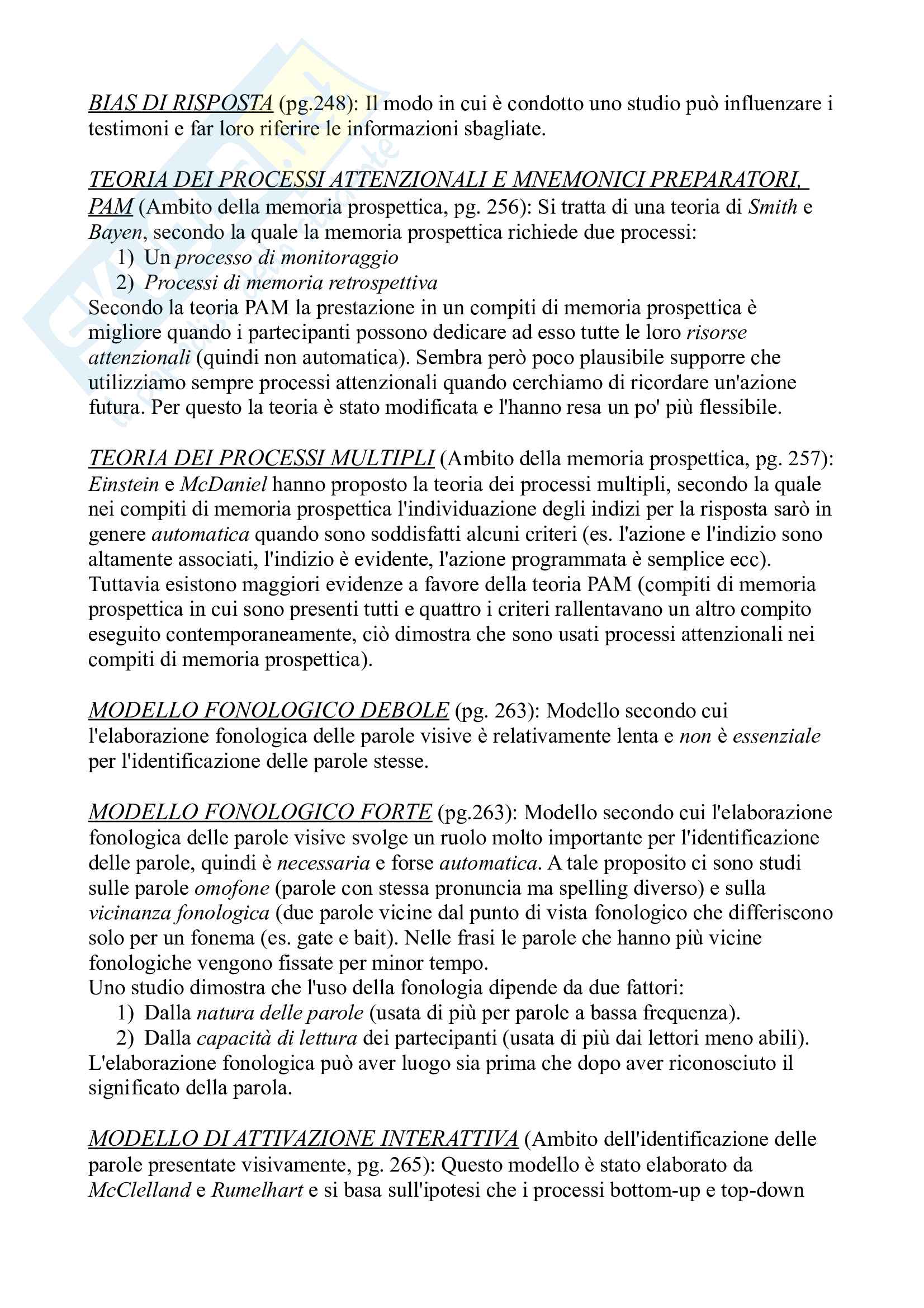 Riassunto esame di psicologia generale, prof Bucciarelli, libro consigliato Psicologia cognitiva, Eysenck, Keane Pag. 16