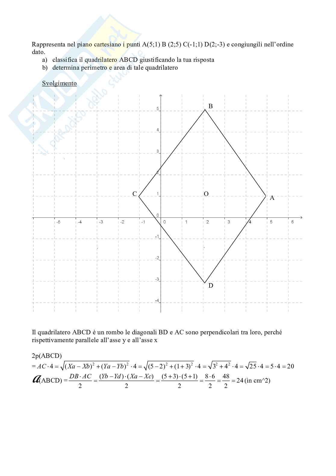 Esercizio 1 sul piano cartesiano Pag. 1