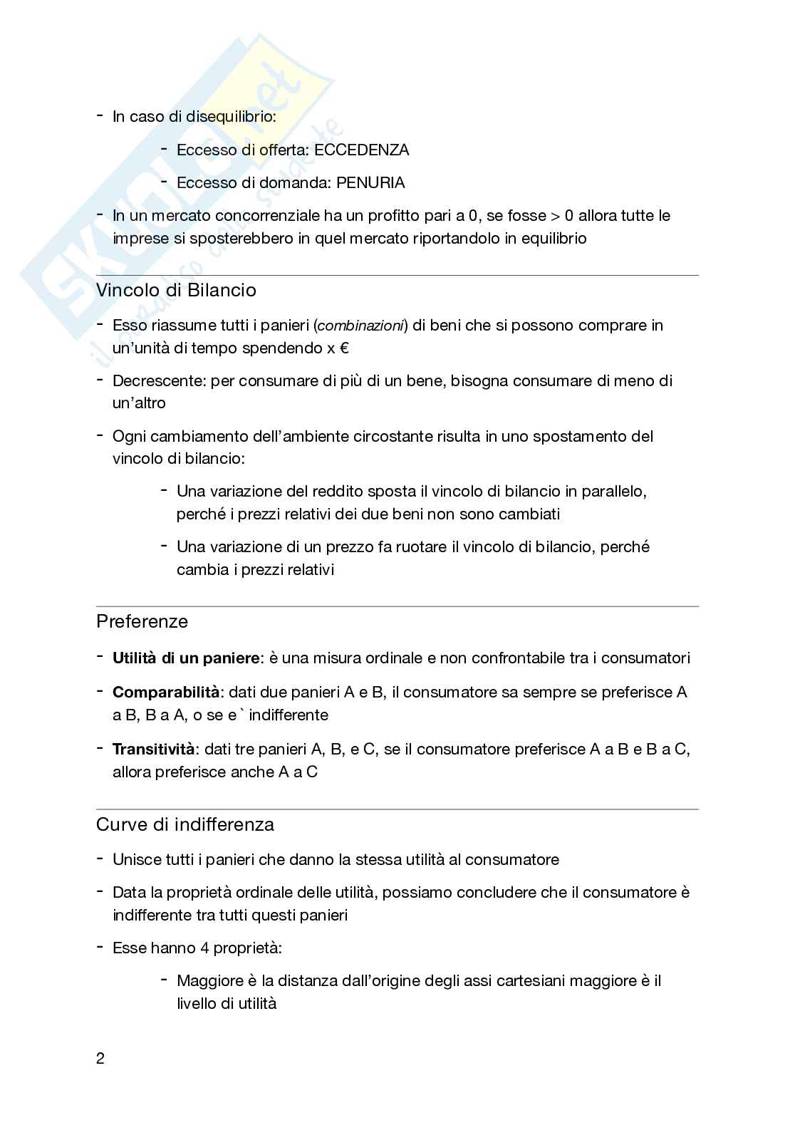 Schema di Microeconomia per Istituzioni di economia politica Pag. 2