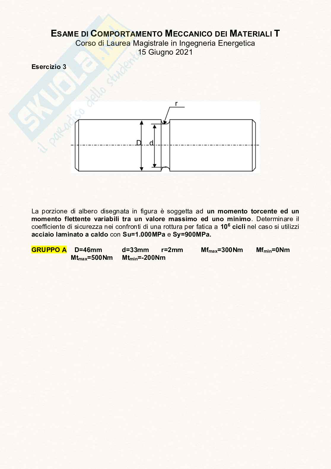 Esercizi svolti in classe Comportamento meccanico dei materiali Pag. 11
