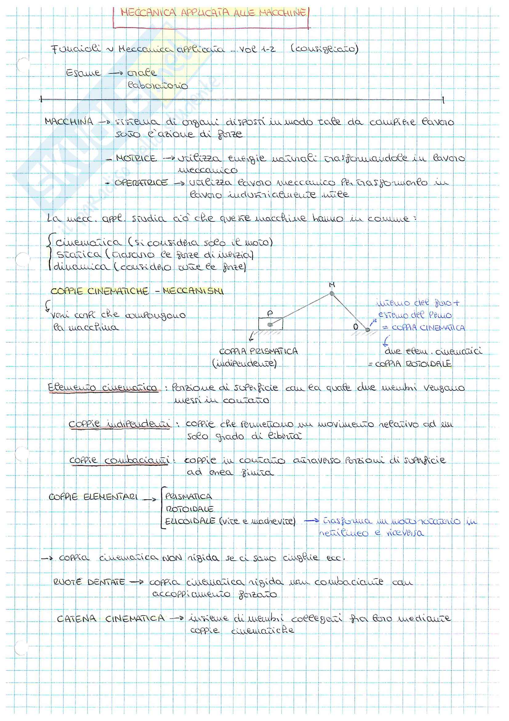 Meccanica applicata alle macchine Pag. 1