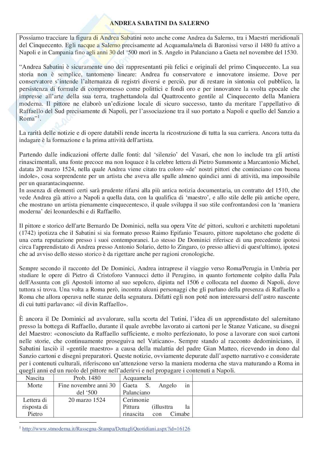 Andrea Sabatini da Salerno parte 1 Pag. 1