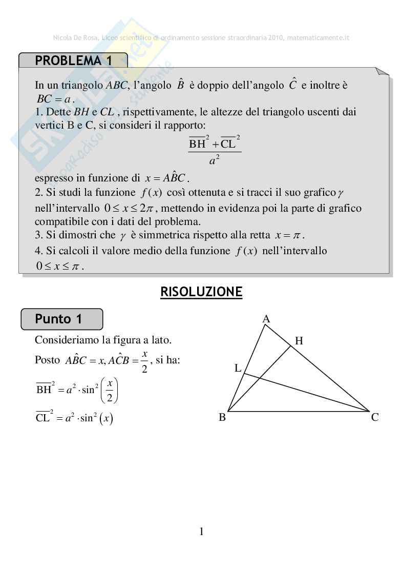 2010 - Liceo scientifico di ordinamento, sessione straordinaria Pag. 1