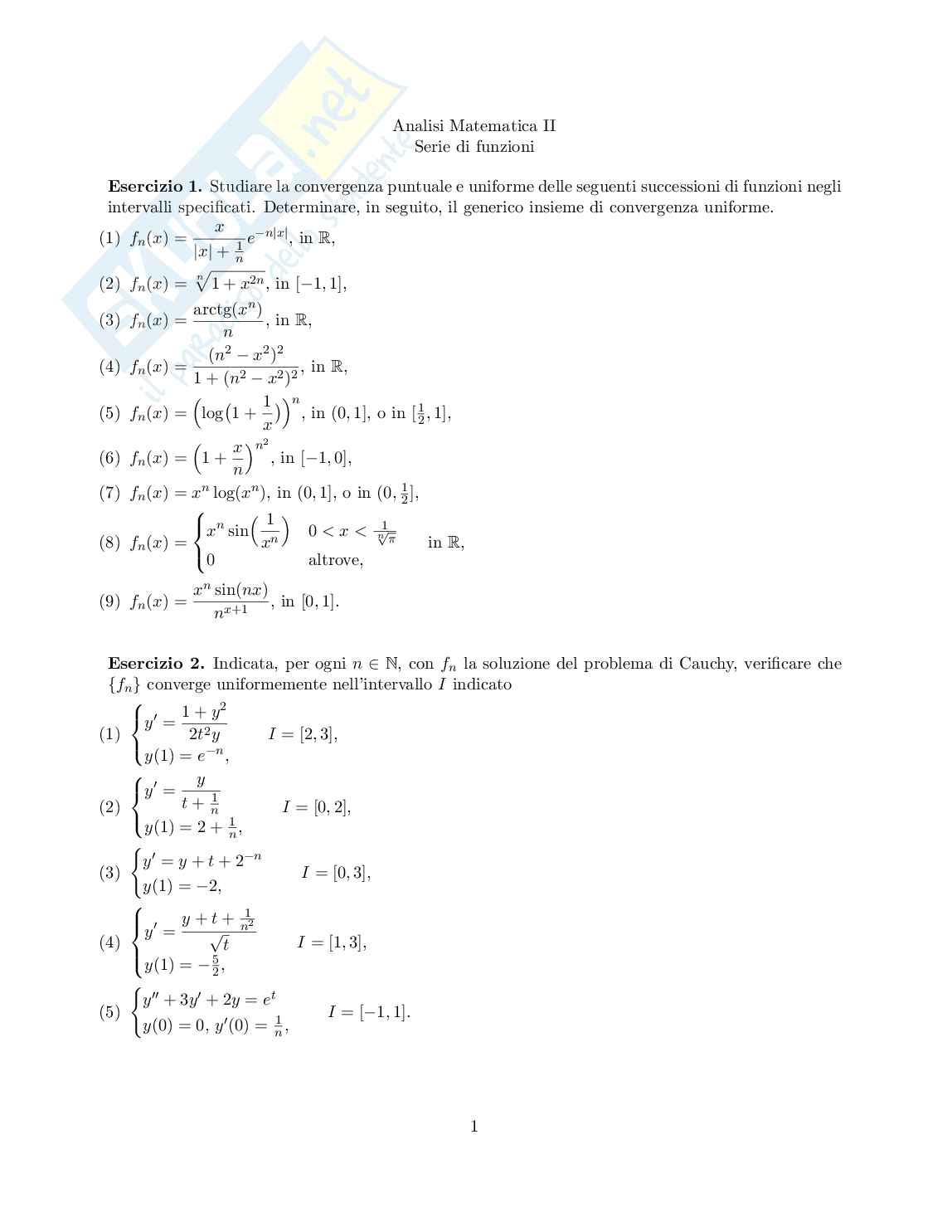 Esercizi Analisi 2 Pag. 1