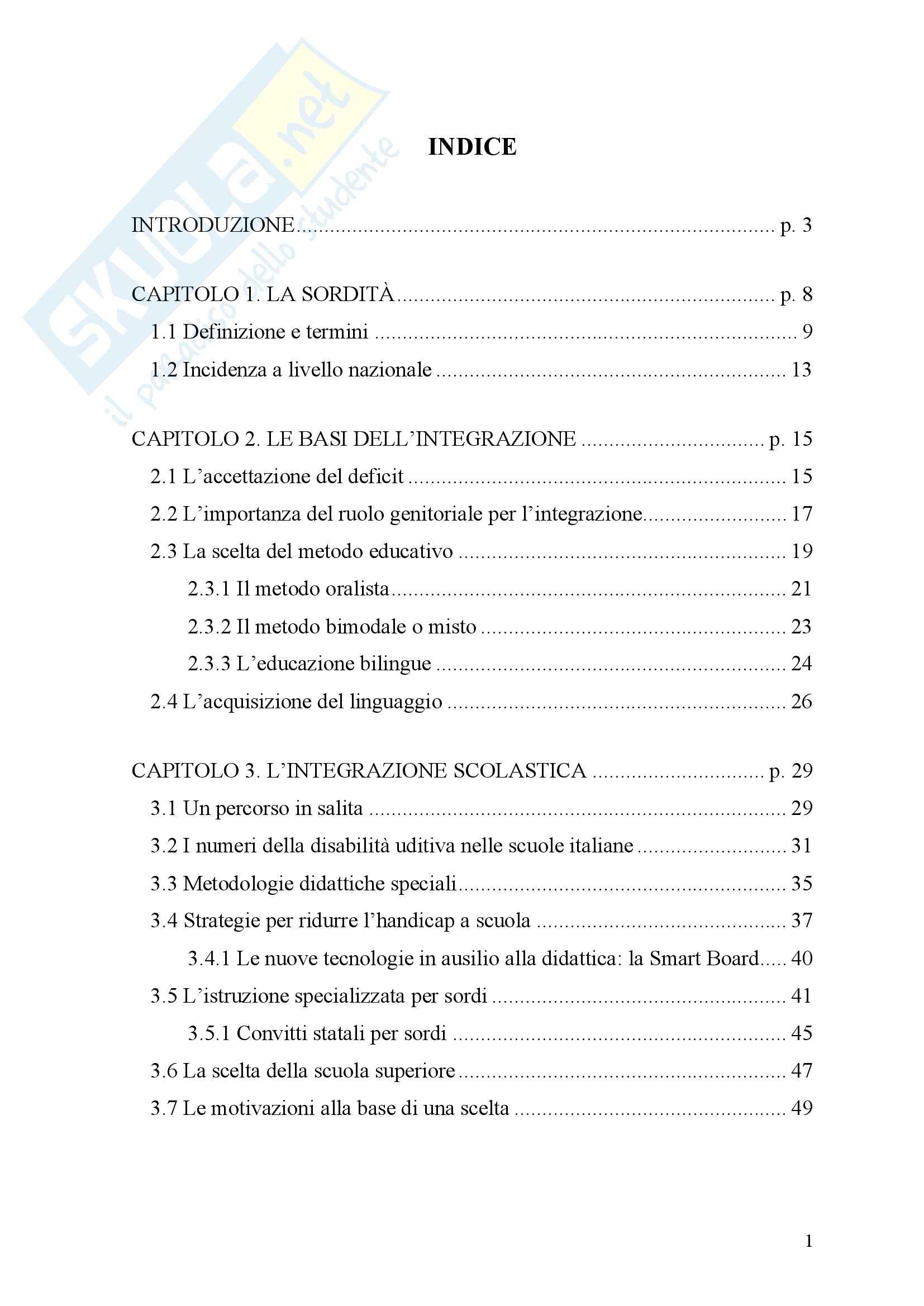 Tesi triennale - L'integrazione dei sordi Pag. 2