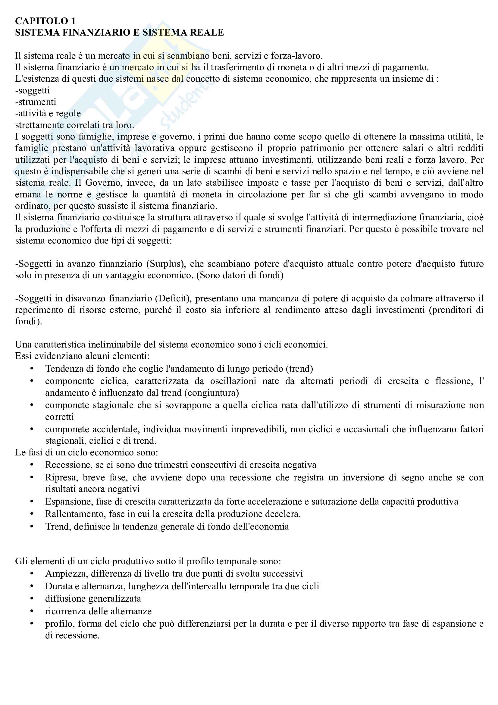 Riassunto esame economia degli intermediari finanziari, prof Scannella, libro consigliato Nadotti, Porzio Pag. 1