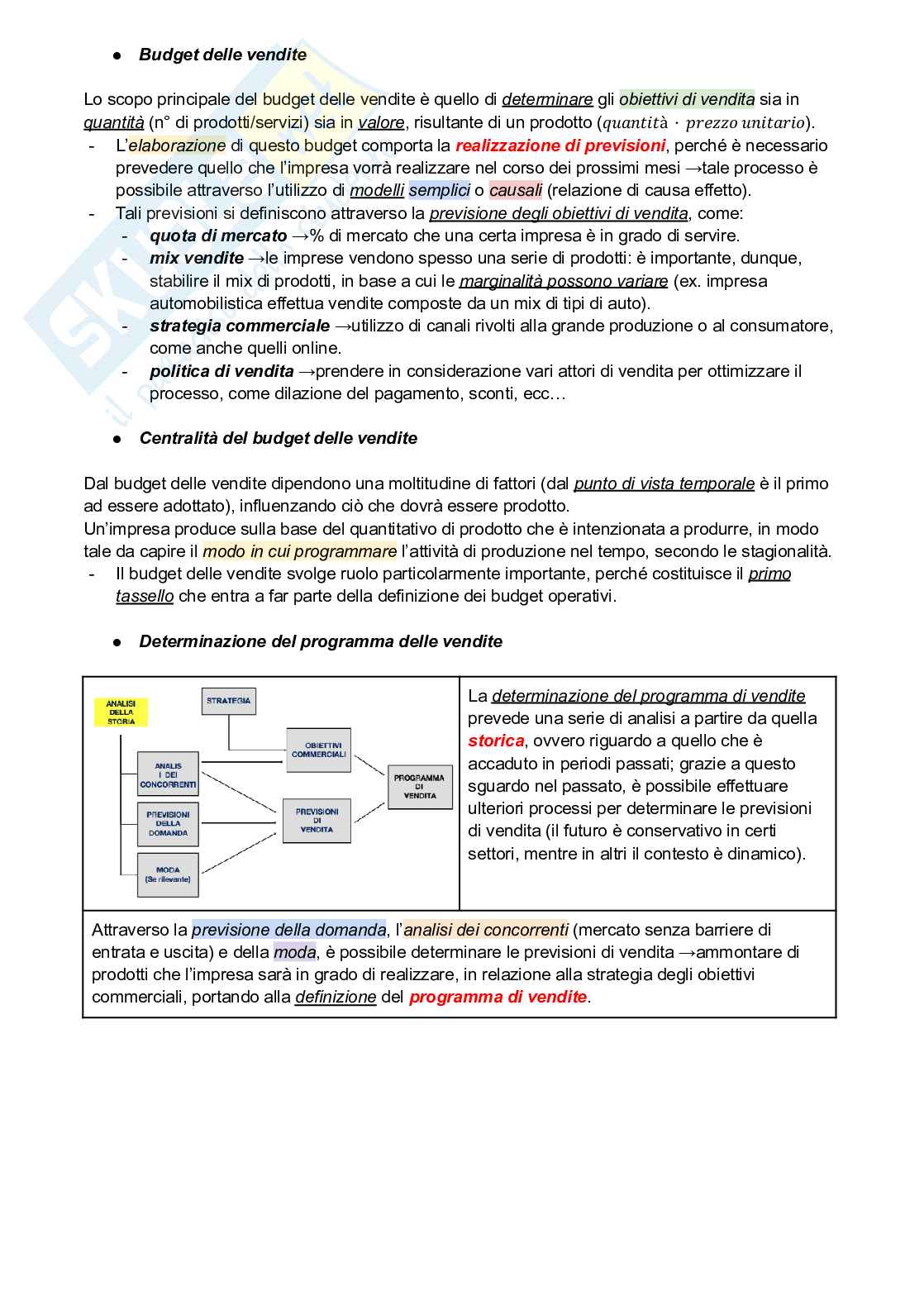 Pianificazione d'impresa e budgeting Pag. 61