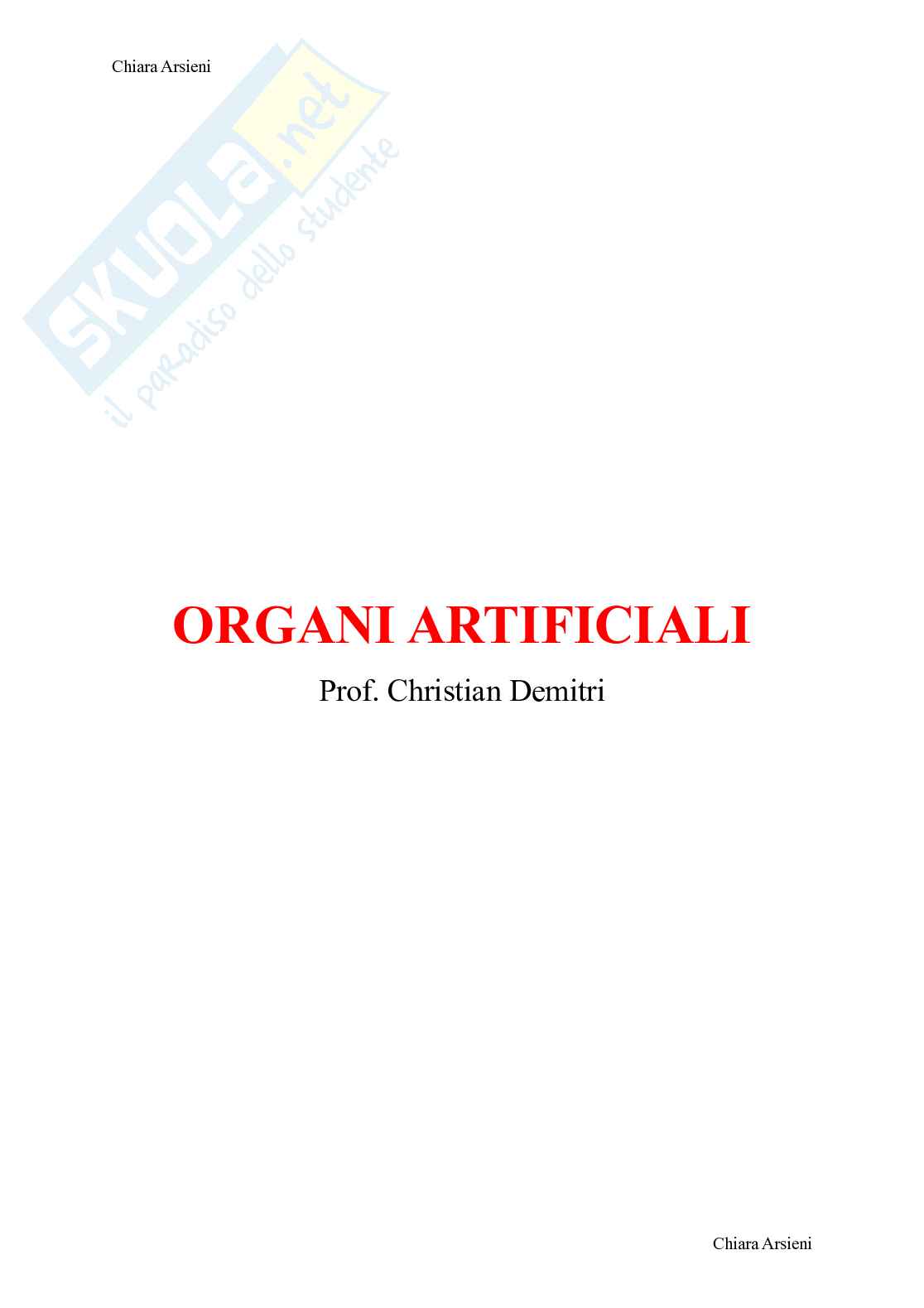 Organi artificiali Pag. 1