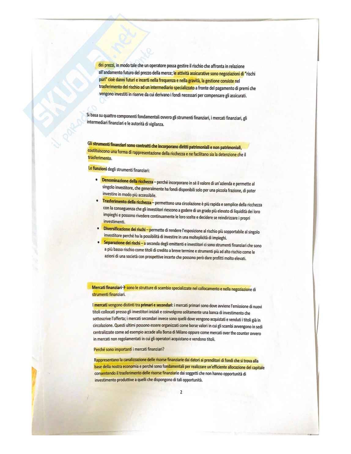 Economia degli intermediari finanziari - Appunti esame Pag. 2