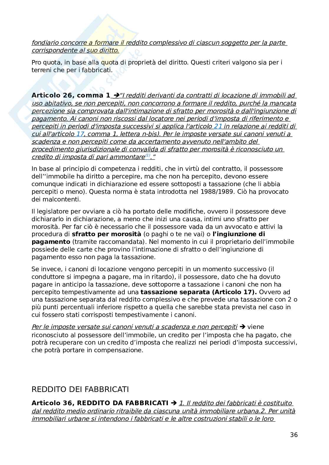 Riassunto esame Diritto tributario, Prof. Pierro Maria, libro consigliato Istituzioni di diritto tributario, Francesco Tesauro Pag. 36