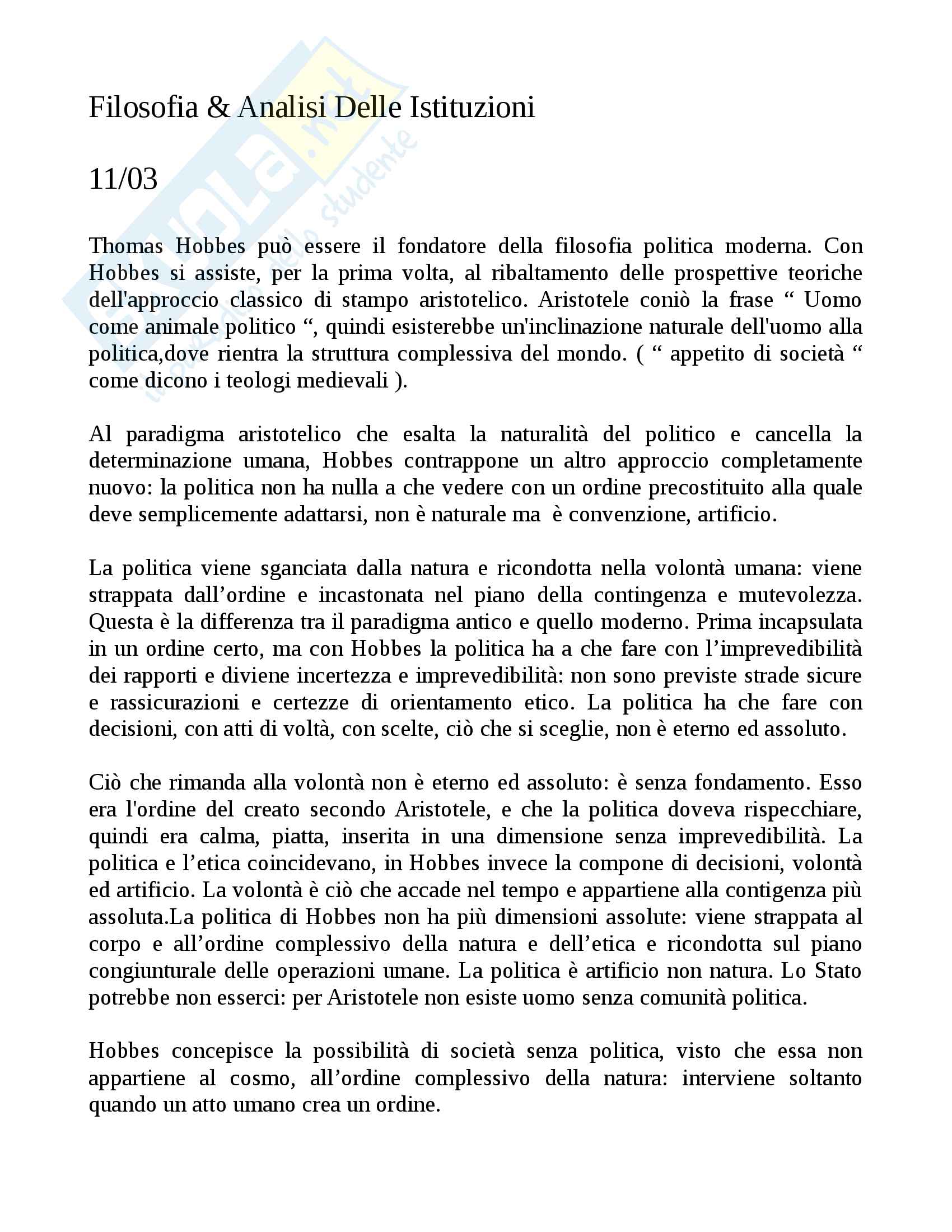 filosofia e analisi delle istituzioni Pag. 1