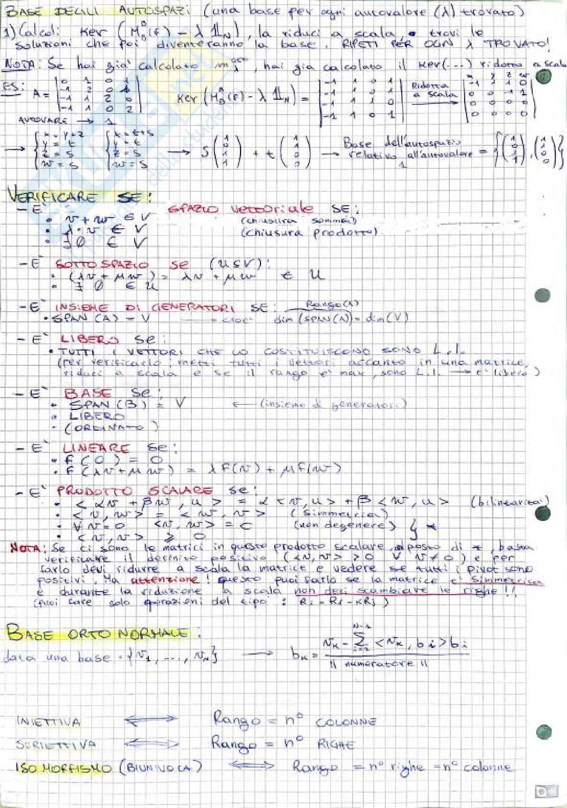 Appunti Geometria e algebra lineare + Formulario + Esercizi svolti e guida pratica alla Risoluzione degli Esercizi D'esame | Ingegneria  Pag. 71