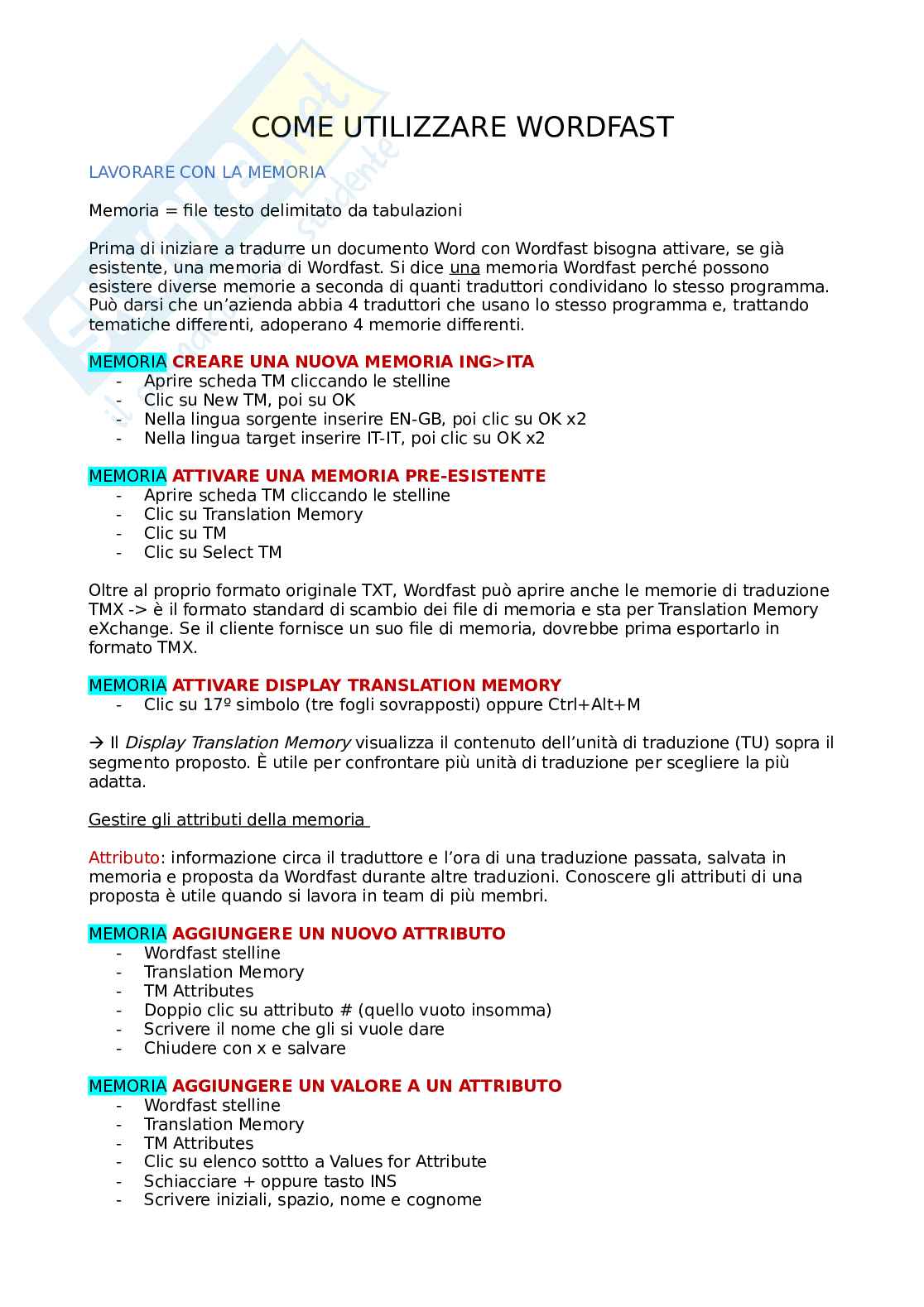 Passaggi Wordfast Pag. 1