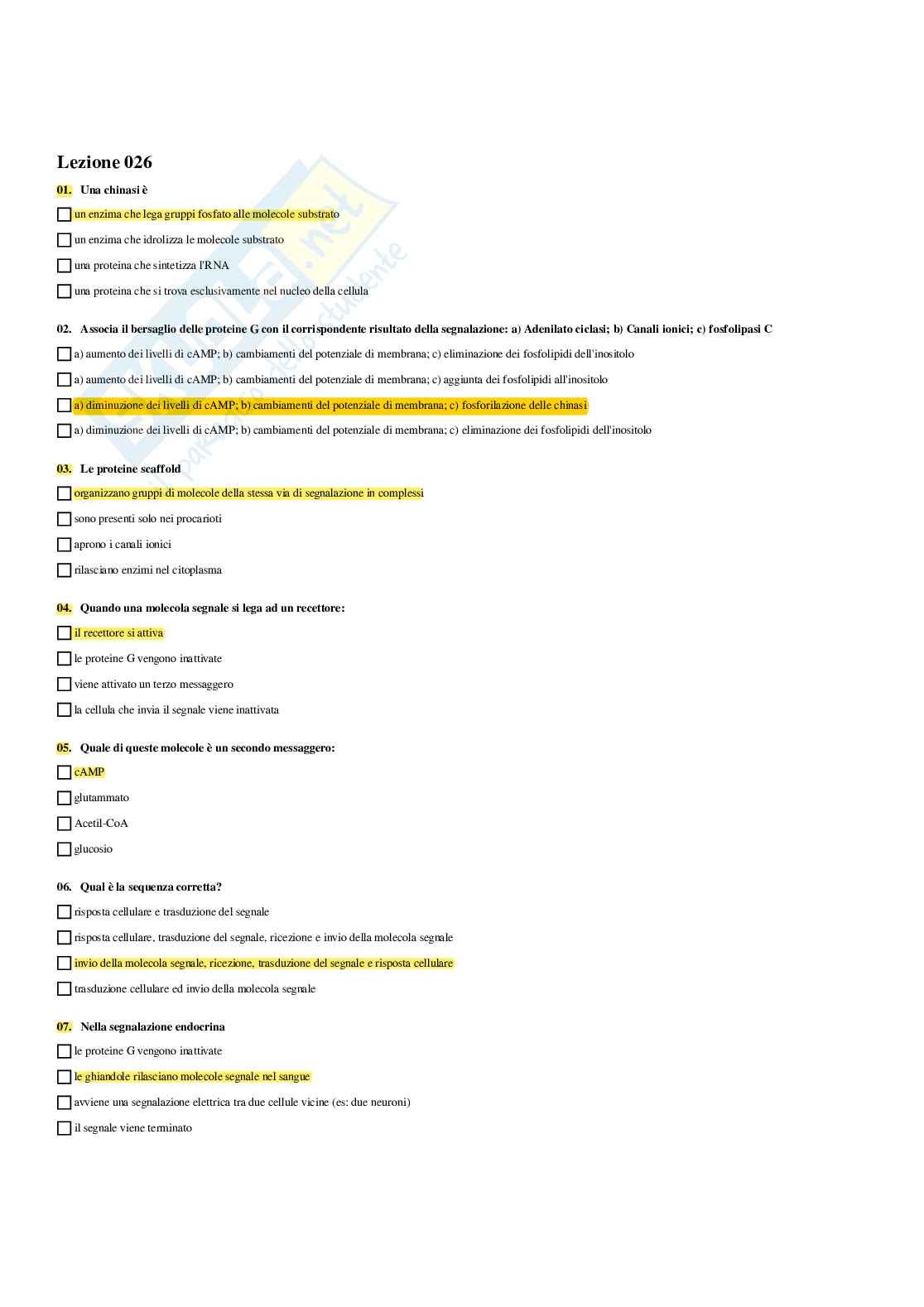 Paniere Biologia generale  - Risposte multiple - aggiornato (2026) Pag. 46