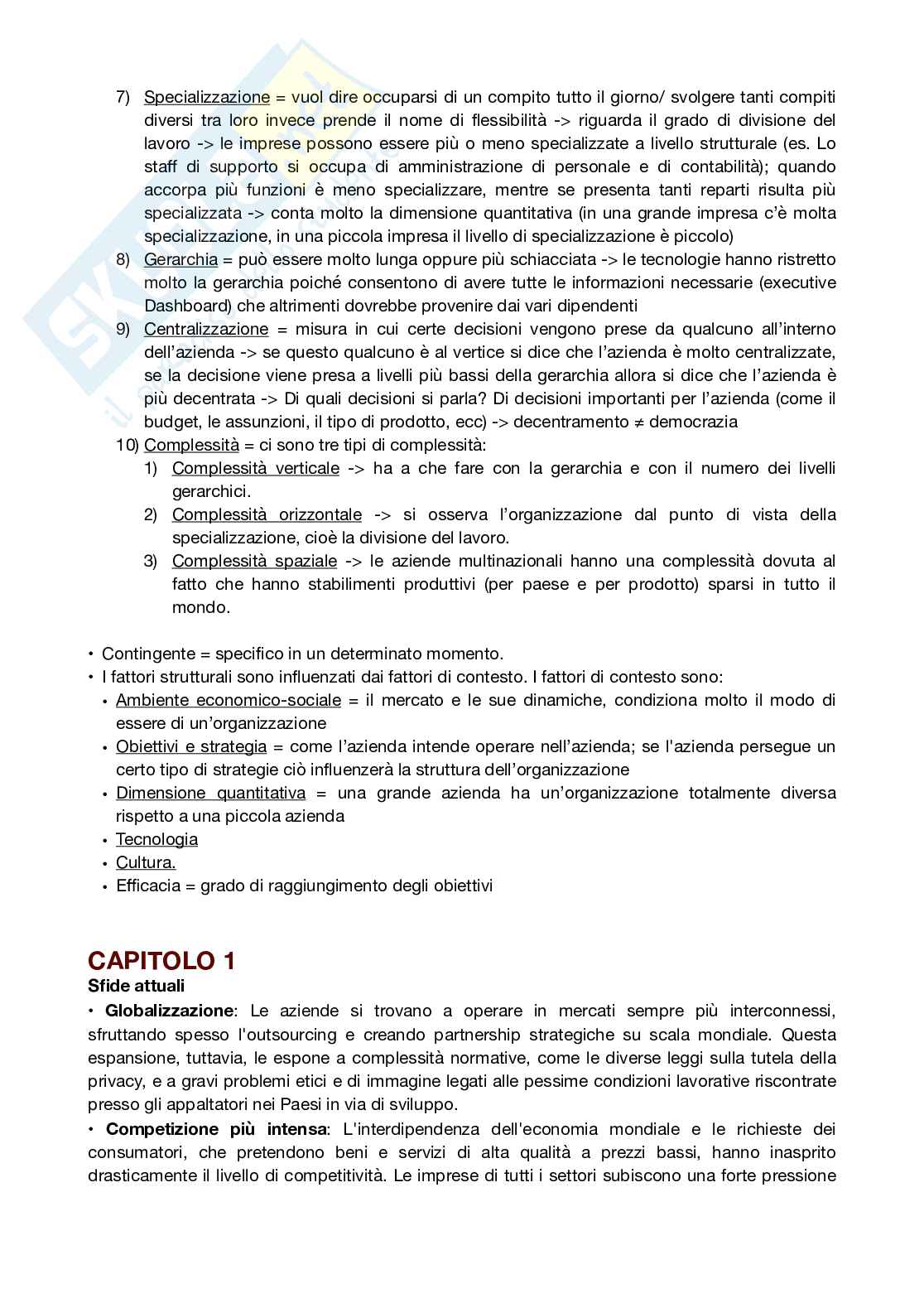 Riassunto esame organizzazione aziendale, Prof. Ingrassia Raimondo, libro consigliato Organizzazione aziendale - Settima edizione, Draft Pag. 2