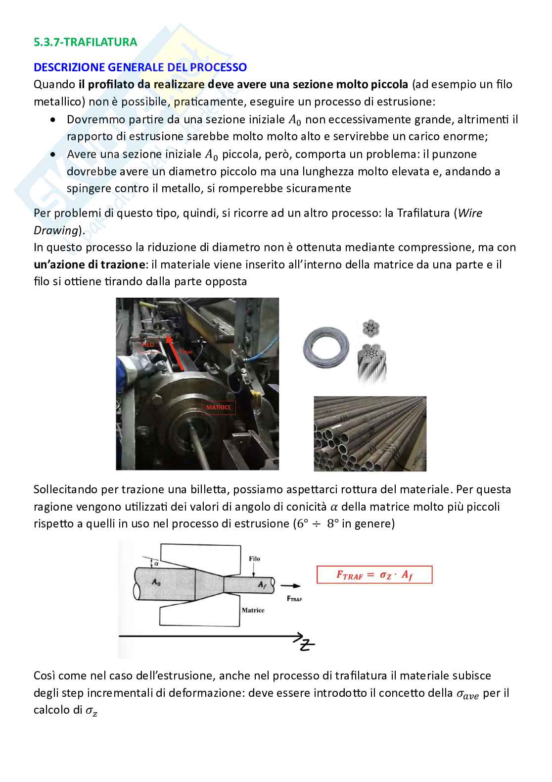 Tecnologie industrial, parte 6 - Trafilatura Pag. 1