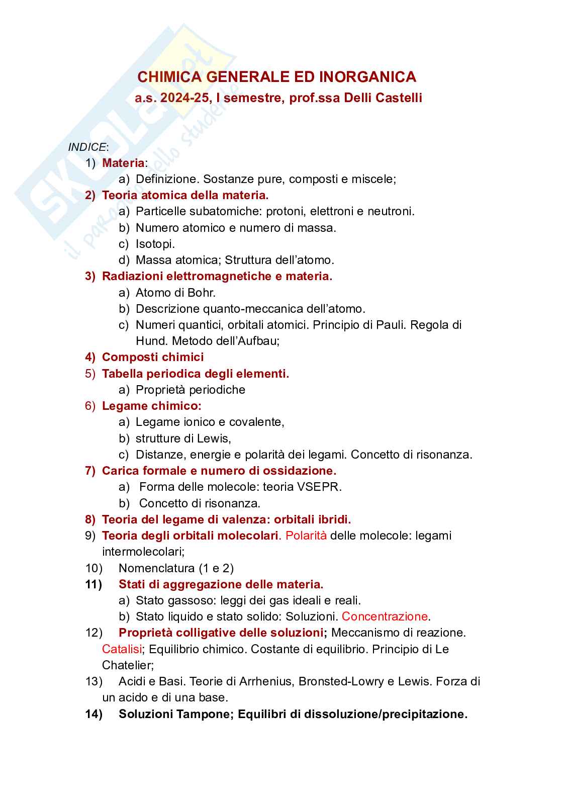Chimica generale e inorganica  Pag. 1