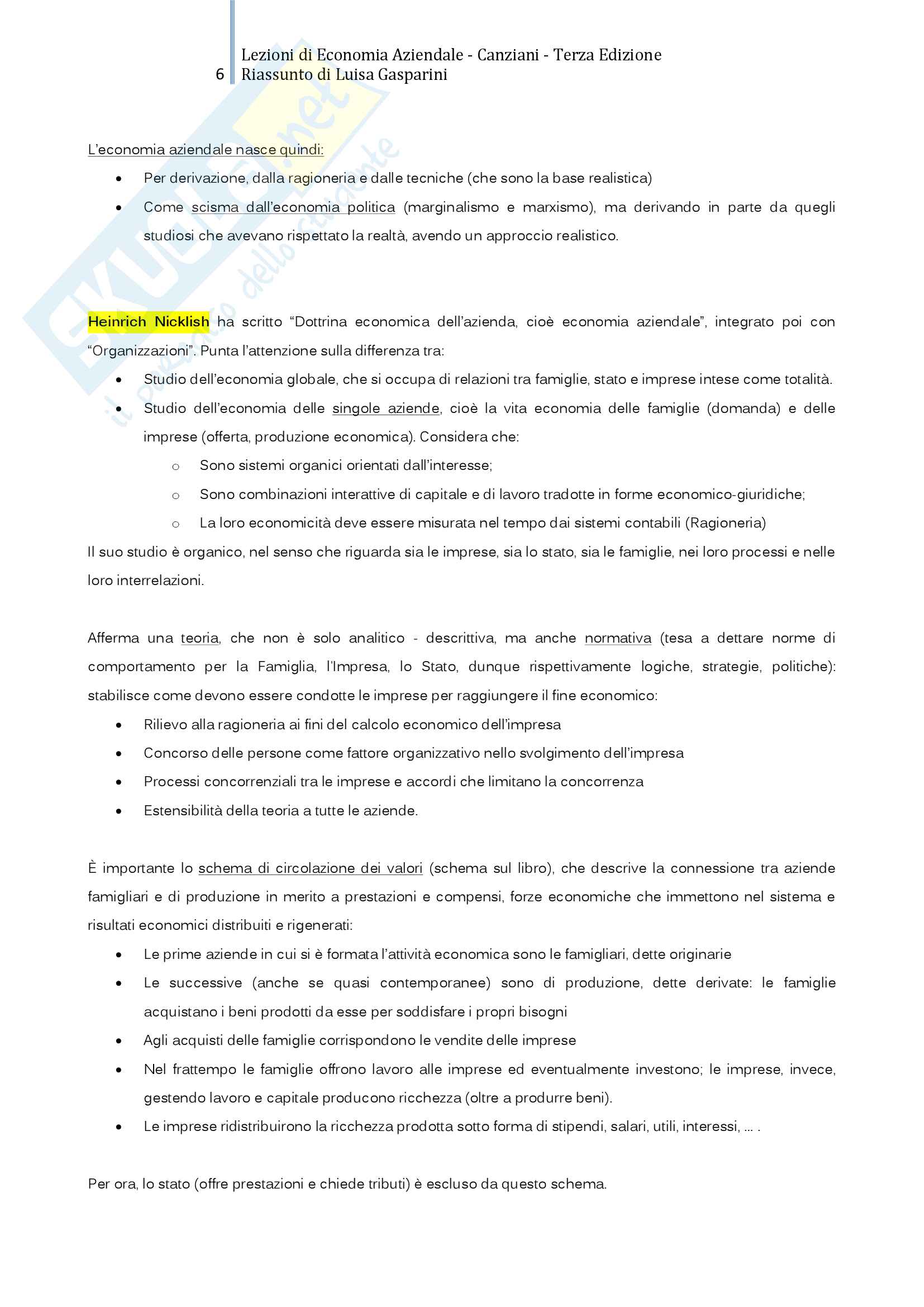 Riassunto esame Economia Aziendale, professor Canziani, libro consigliato Lezioni di economia aziendale Canziani Pag. 6