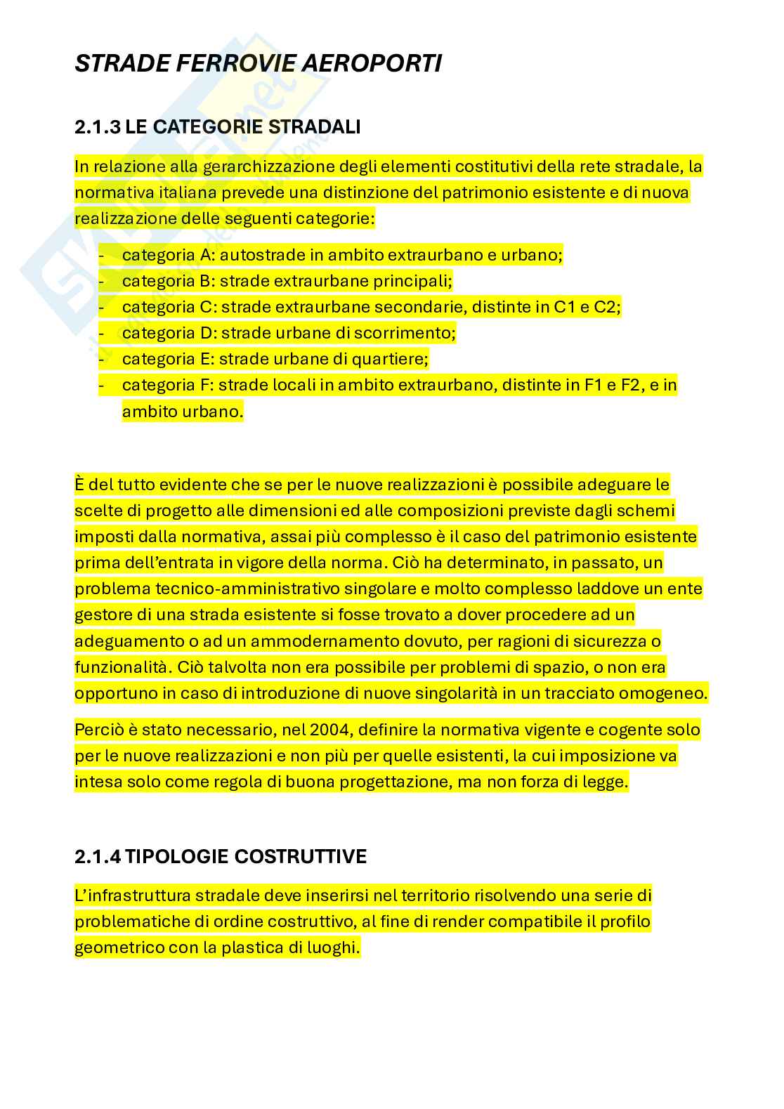 Riassunto esame Strade, Ferrovie, Aeroporti, Prof. Benedetto Andrea, libro consigliato Strade, ferrovie, aeroporti, Benedetto Pag. 2