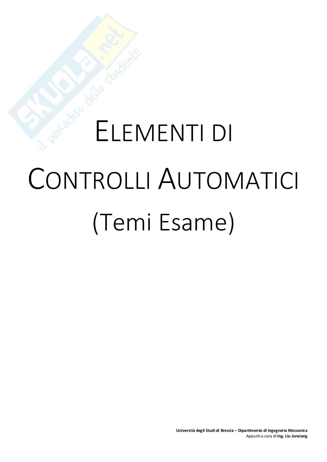 Elementi di Controlli Automatici - Temi Esame Pag. 1