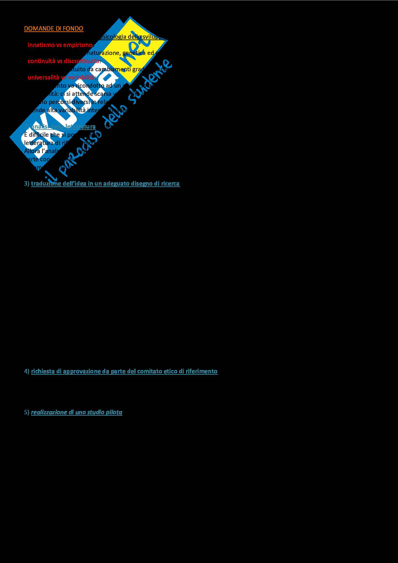 Riassunto esame metodi di ricerca in psicologia dello sviluppo, prof Salerni, libro consigliato Manuale di psicologia dello sviluppo, Barone; Sperimentazione e alternative di ricerca, D'Odorico; Osservare i bambini: tecniche ed esercizi, Cassibba, Salerni Pag. 2