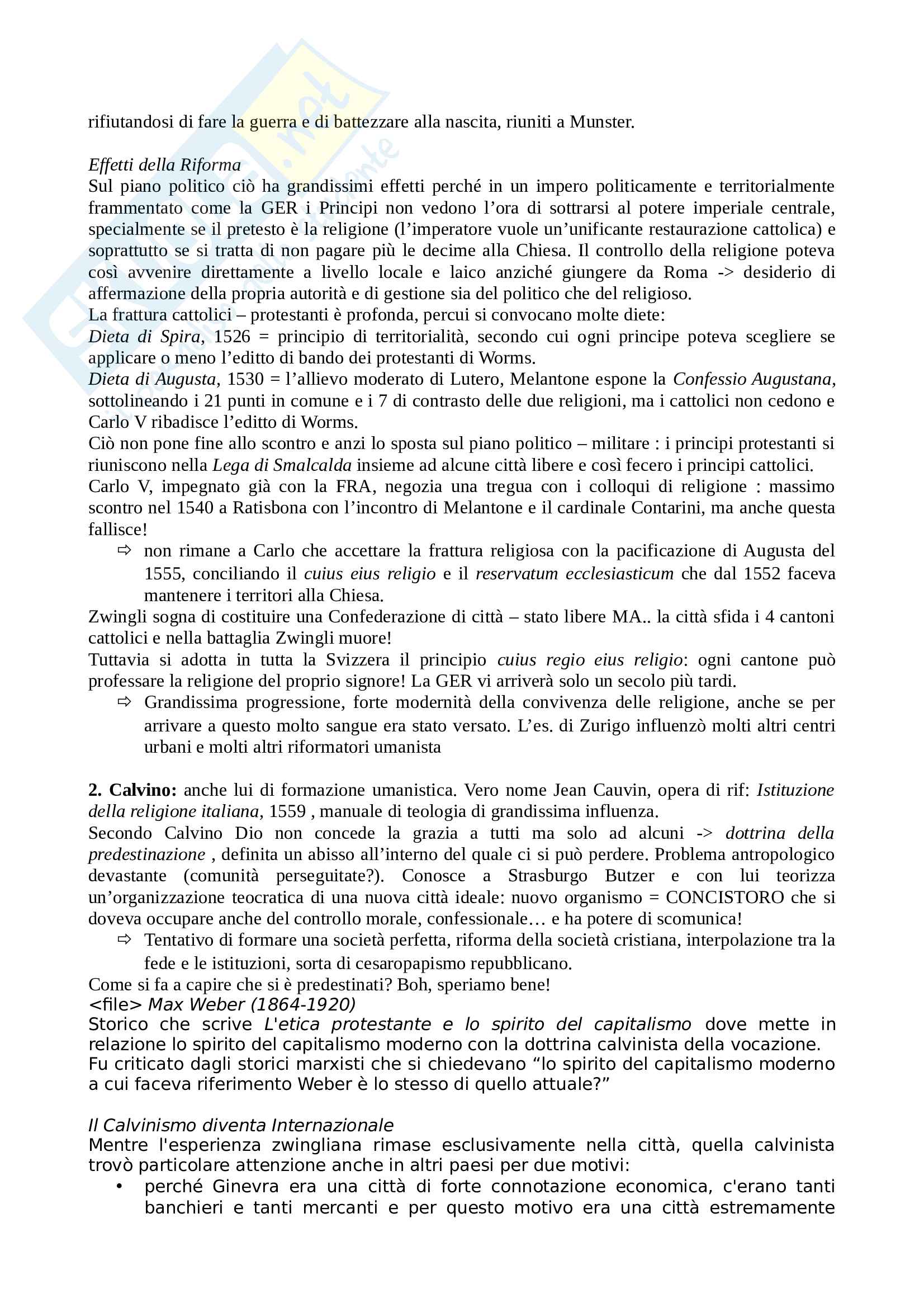Riassunto esame Storia moderna, prof. Sodini, libro consigliato Fino alla pace di Westfalia, Ago, Vidotto Pag. 6