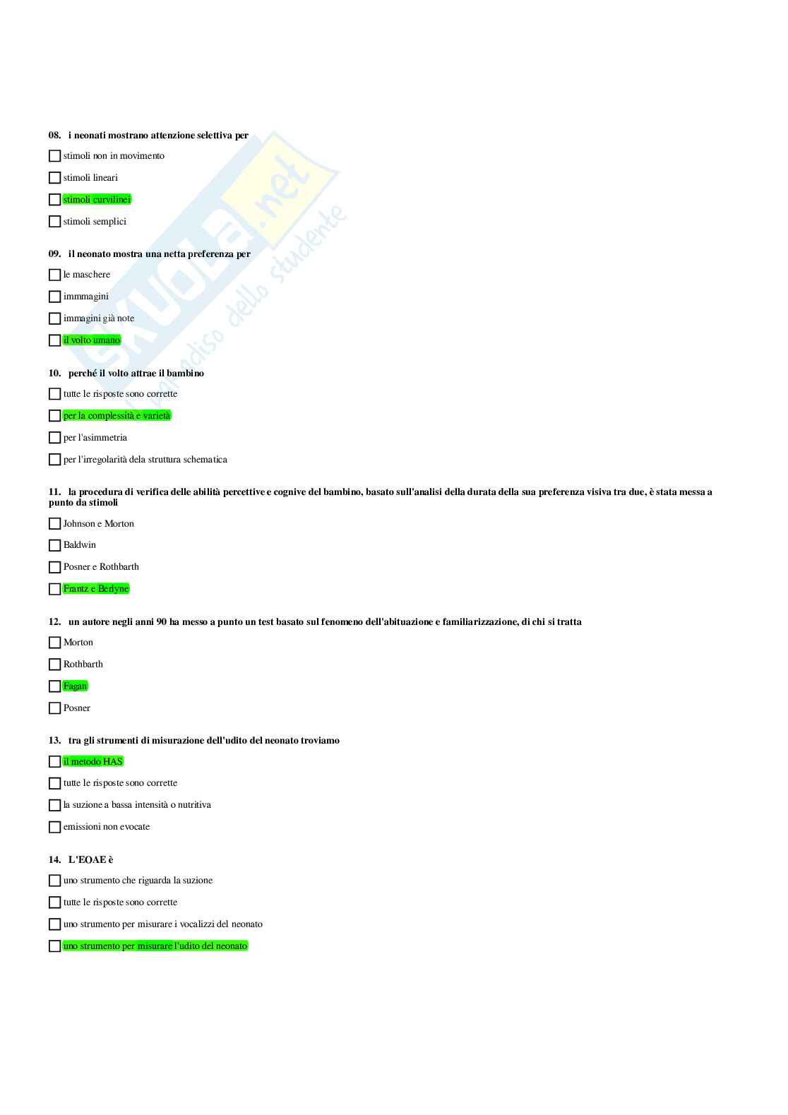 Paniere Psicologia del ciclo di vita (2026) - Risposte multiple corrette Pag. 46
