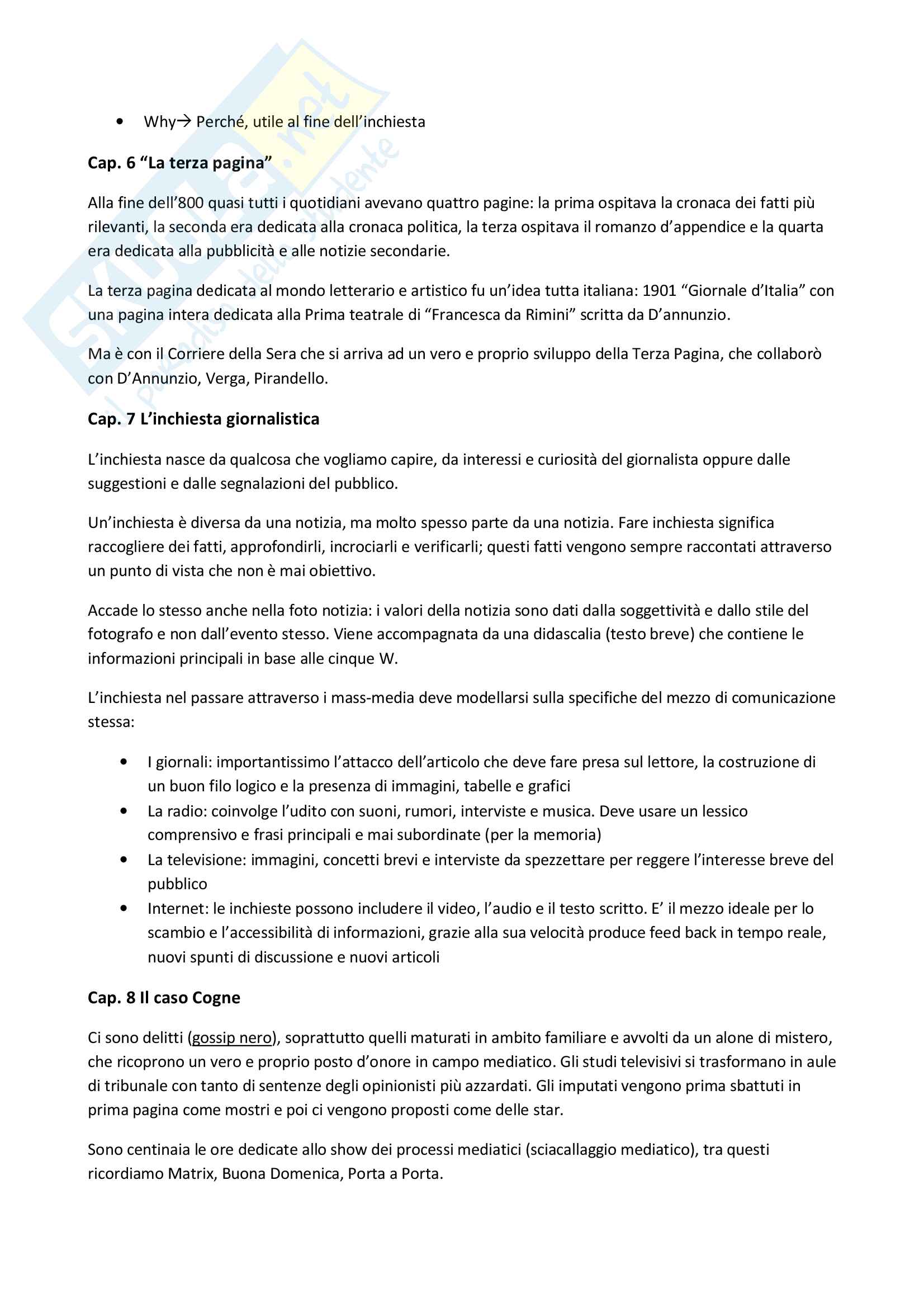 Riassunto esame Giornalismo, prof. Castiglia, libro consigliato Giornalismo come e perchè, dalle cinque W all'inchiesta, Castiglia Pag. 6