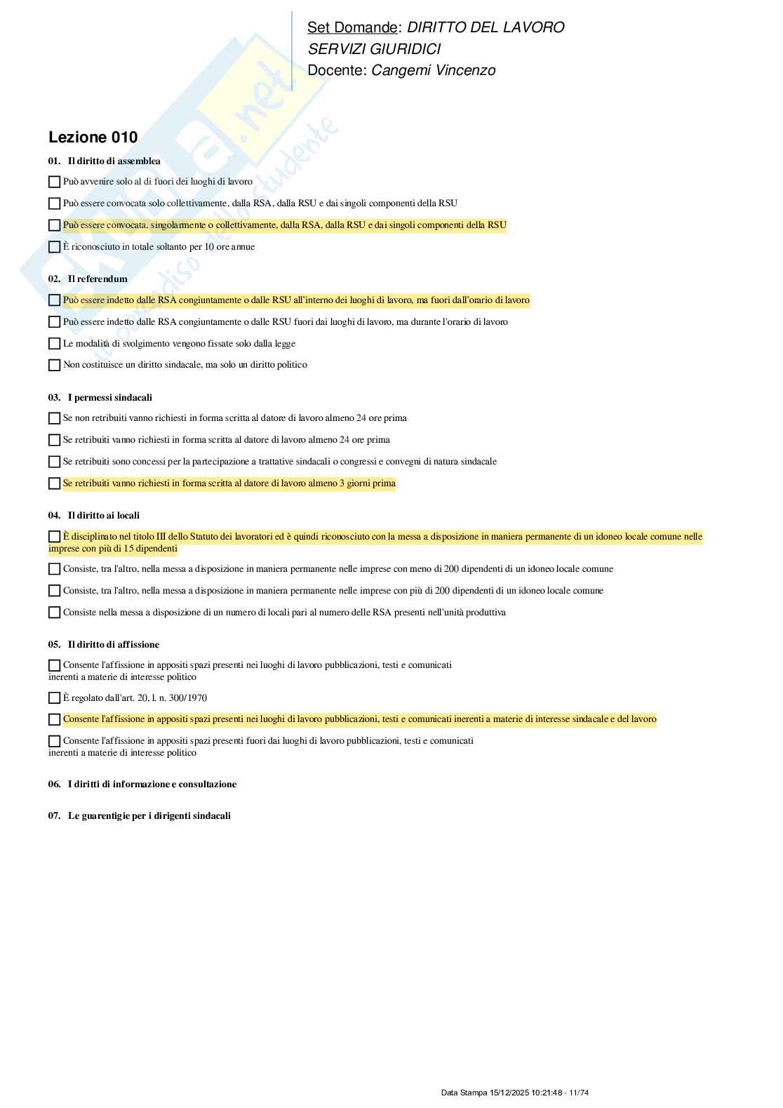 Paniere nuovo completo di Diritto del lavoro Pag. 11