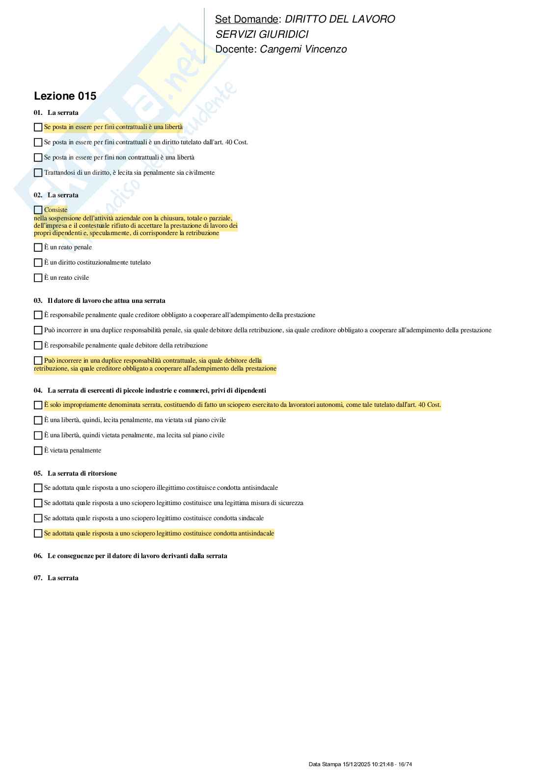 Paniere nuovo completo di Diritto del lavoro Pag. 16