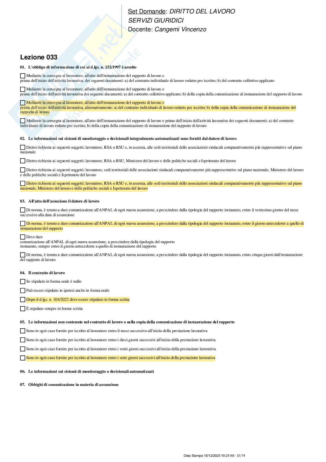 Paniere nuovo completo di Diritto del lavoro Pag. 31