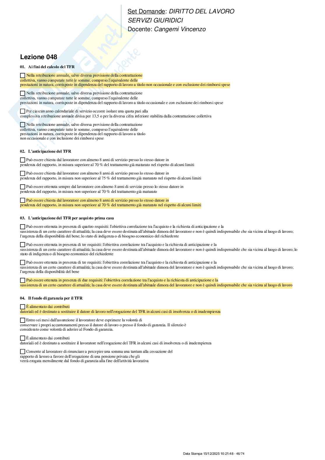 Paniere nuovo completo di Diritto del lavoro Pag. 46