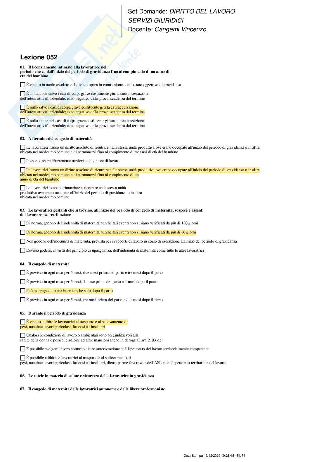 Paniere nuovo completo di Diritto del lavoro Pag. 51