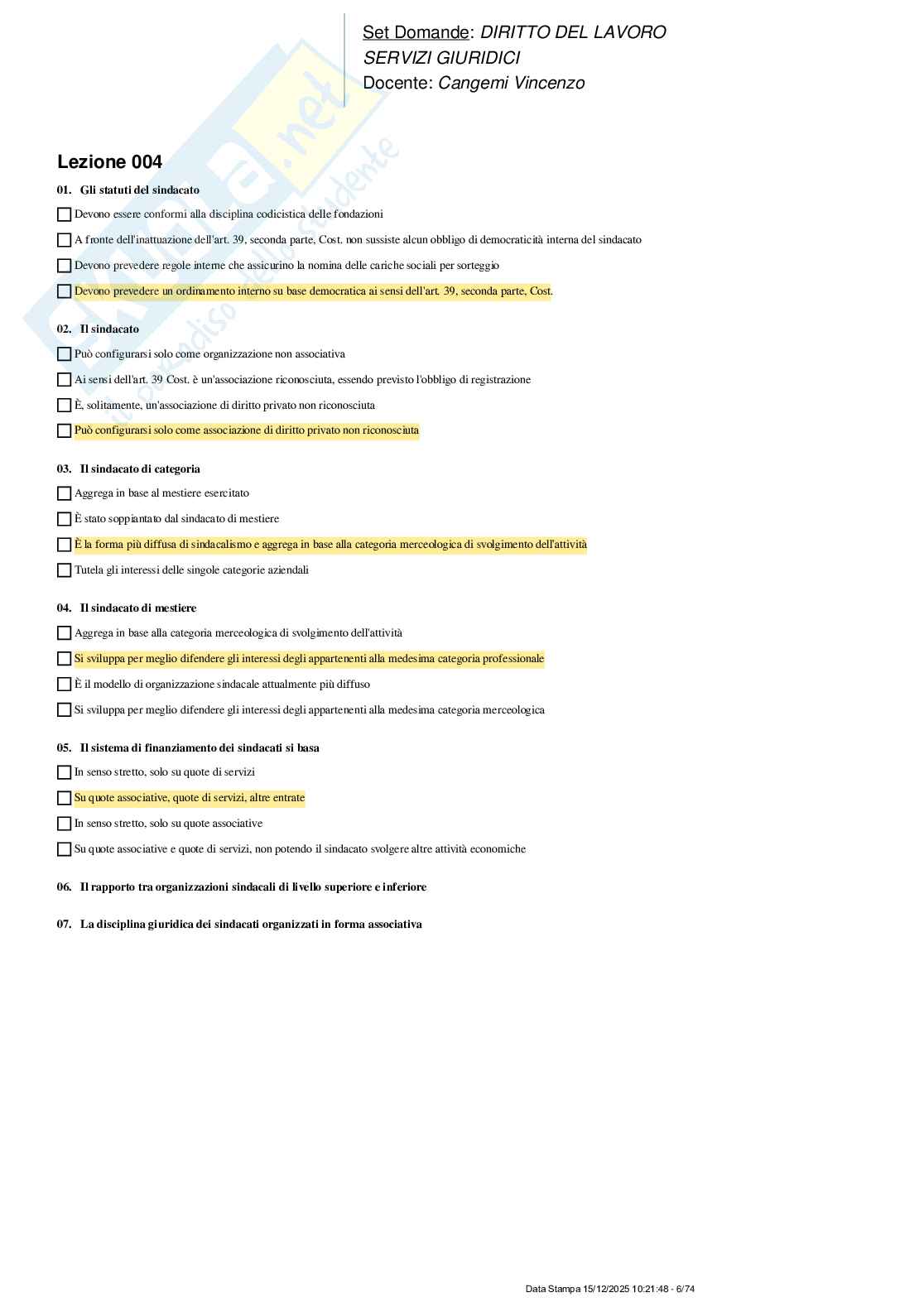 Paniere nuovo completo di Diritto del lavoro Pag. 6