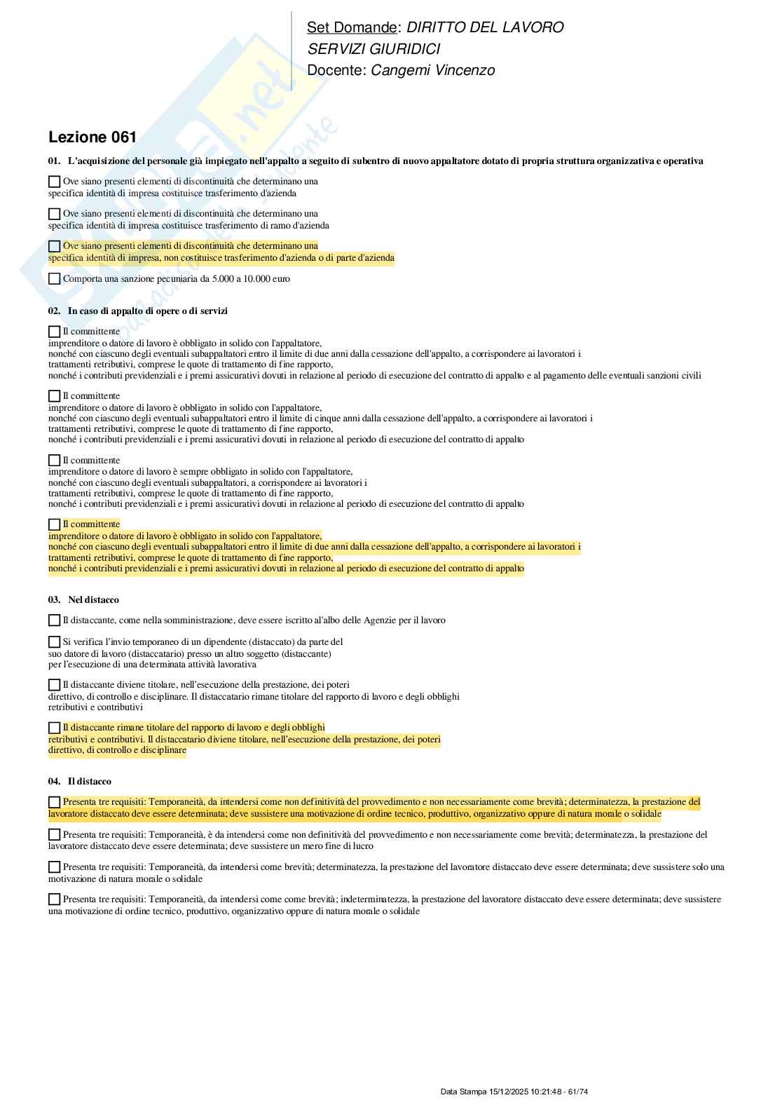 Paniere nuovo completo di Diritto del lavoro Pag. 61