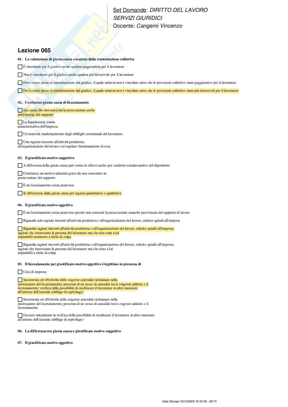 Paniere nuovo completo di Diritto del lavoro Pag. 66