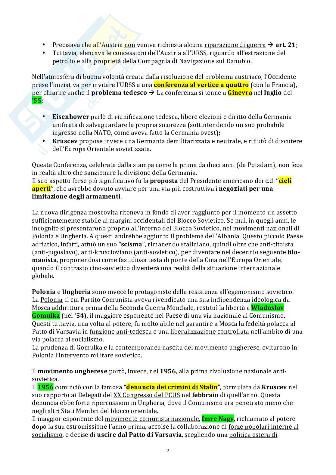 Riassunto ultima parte esame Storia delle Relazioni Internazionali Pag. 2
