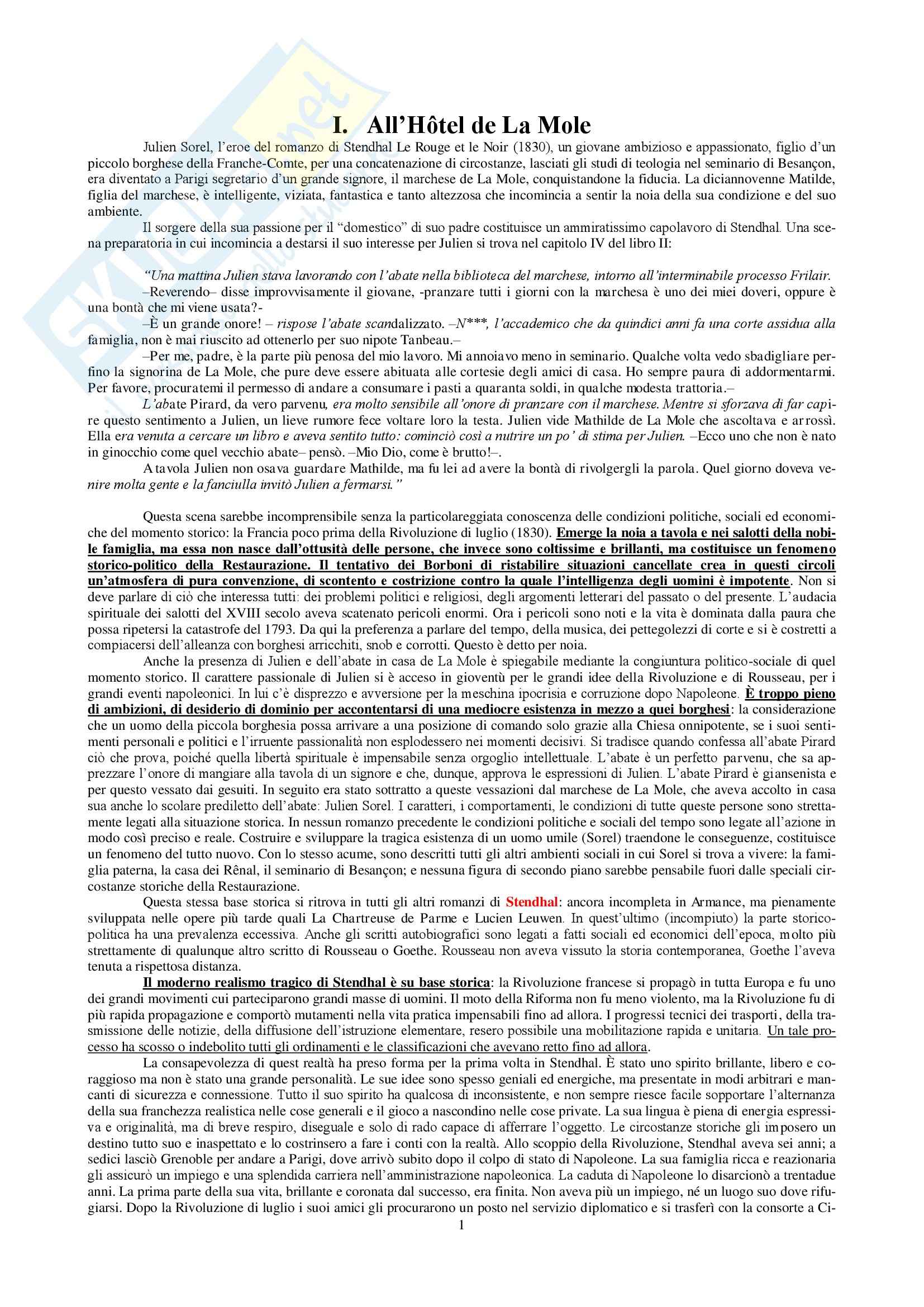 Riassunto esame Francese, prof. Pellini, libro consigliato Mimesis, Auerbach Pag. 1