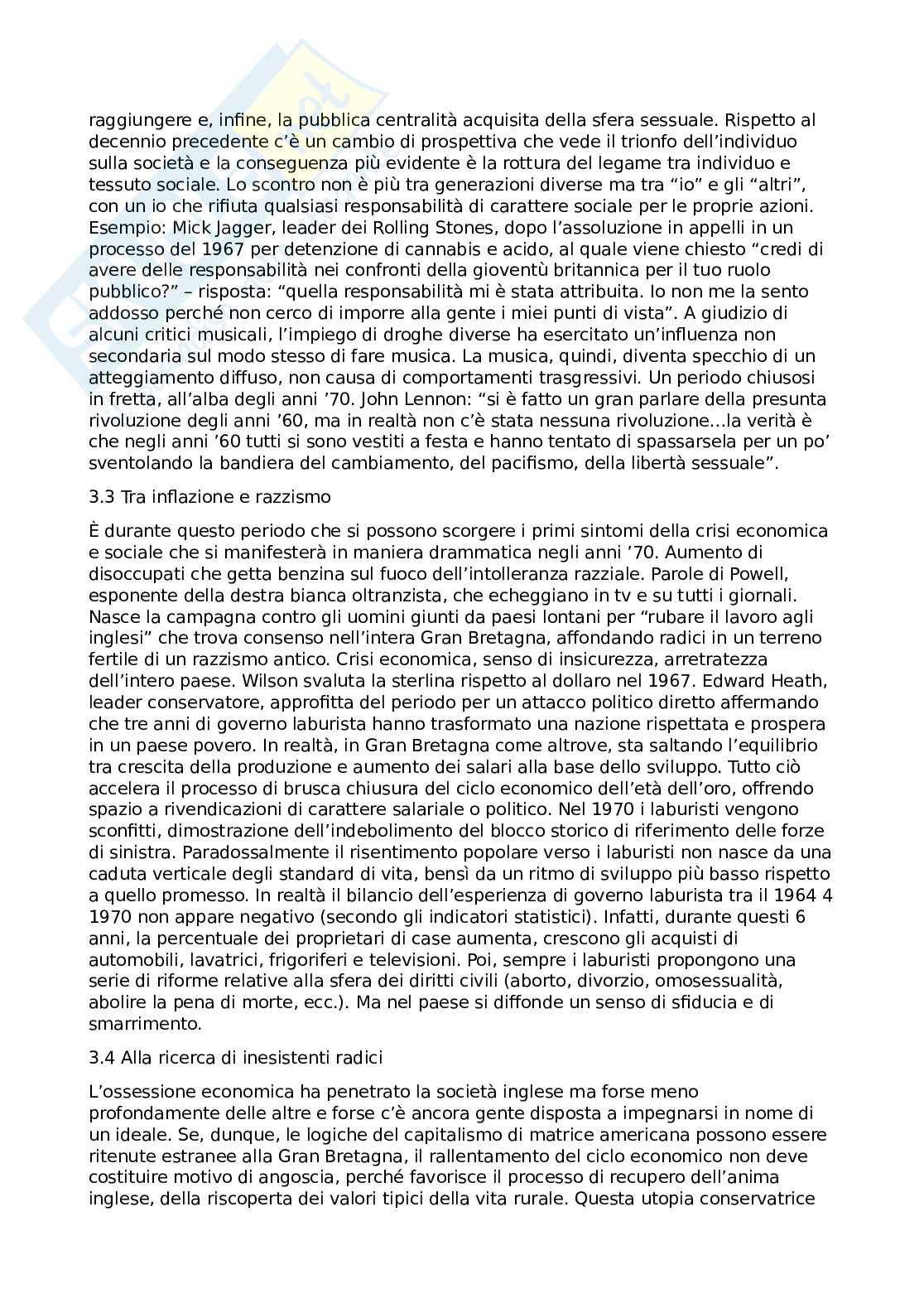 Riassunto esame Letteratura inglese, Prof. Albertazzi Silvia, libro consigliato Dai Beatles a Blair: la cultura inglese contemporanea, Bertinetti Roberto  Pag. 6
