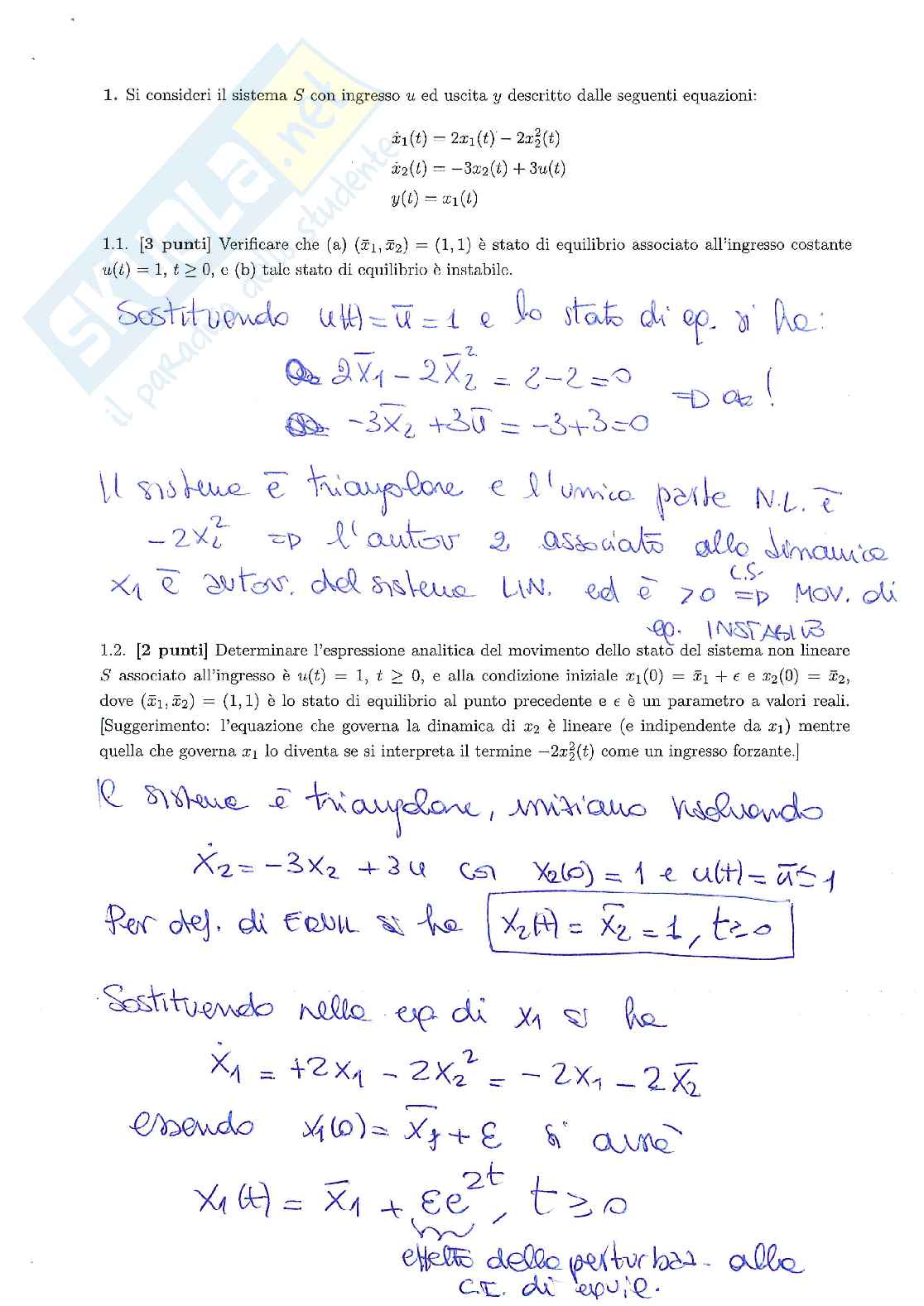 Esame svolto di Fondamenti di automatica Pag. 2