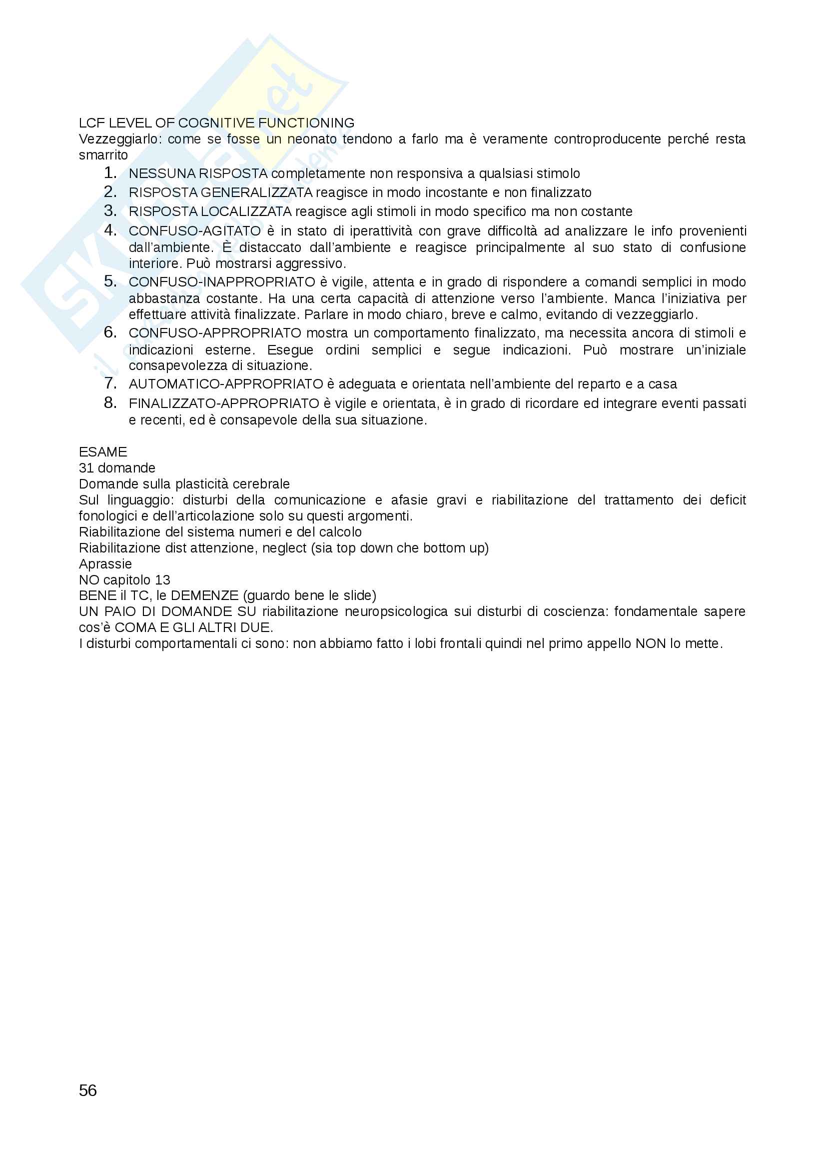 Appunti personali presi in aula Riabilitazione neuropsicologica, docente Mapelli Pag. 56