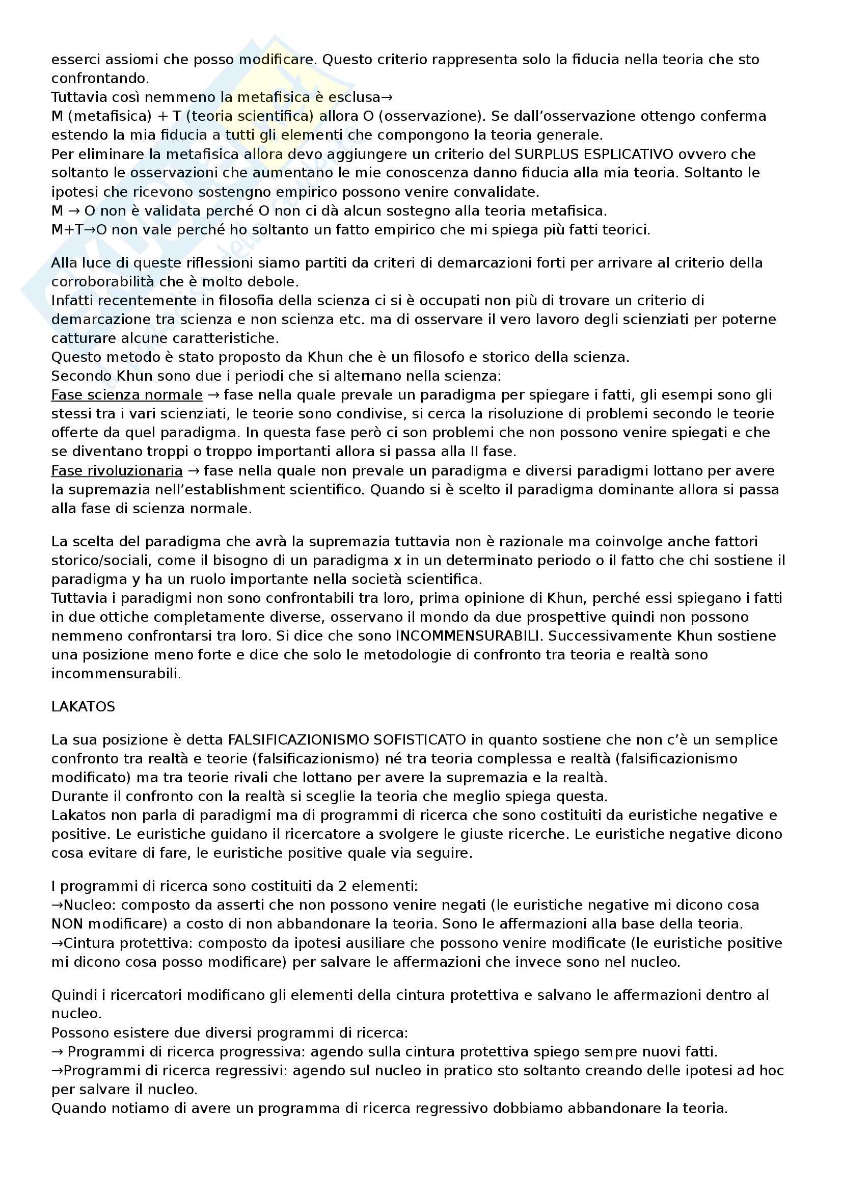 Riassunto esame Filosofia della Scienza, prof. Sala, libro consigliato La Filosofia della Scienza nel XX Secolo, Gillies, Giorello Pag. 6