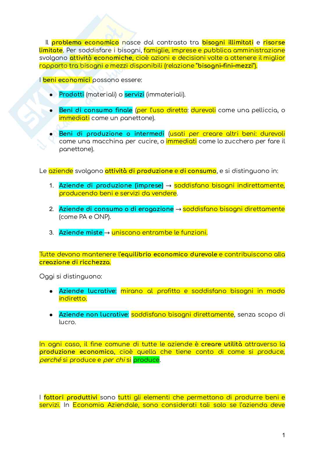 Primo parziale Economia aziendale Pag. 1