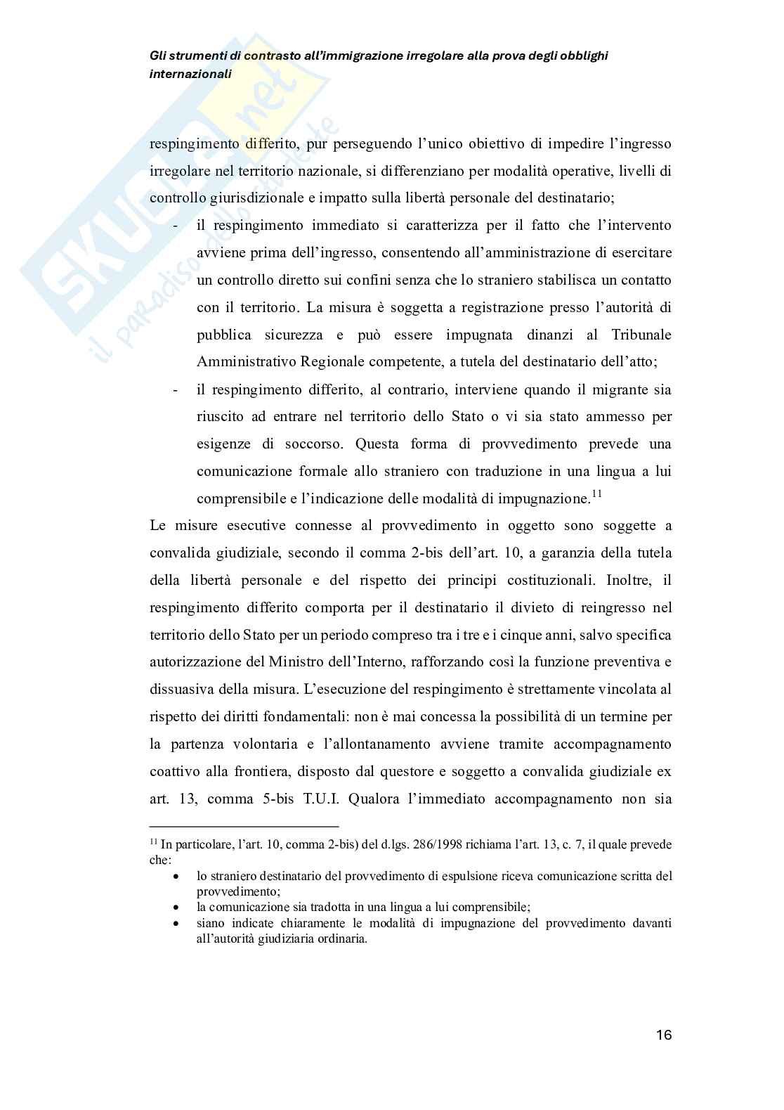 Strumenti di contrasto all’immigrazione irregolare alla prova degli obblighi internazionali Pag. 16