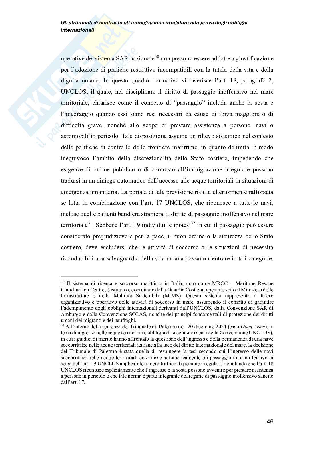 Strumenti di contrasto all’immigrazione irregolare alla prova degli obblighi internazionali Pag. 46